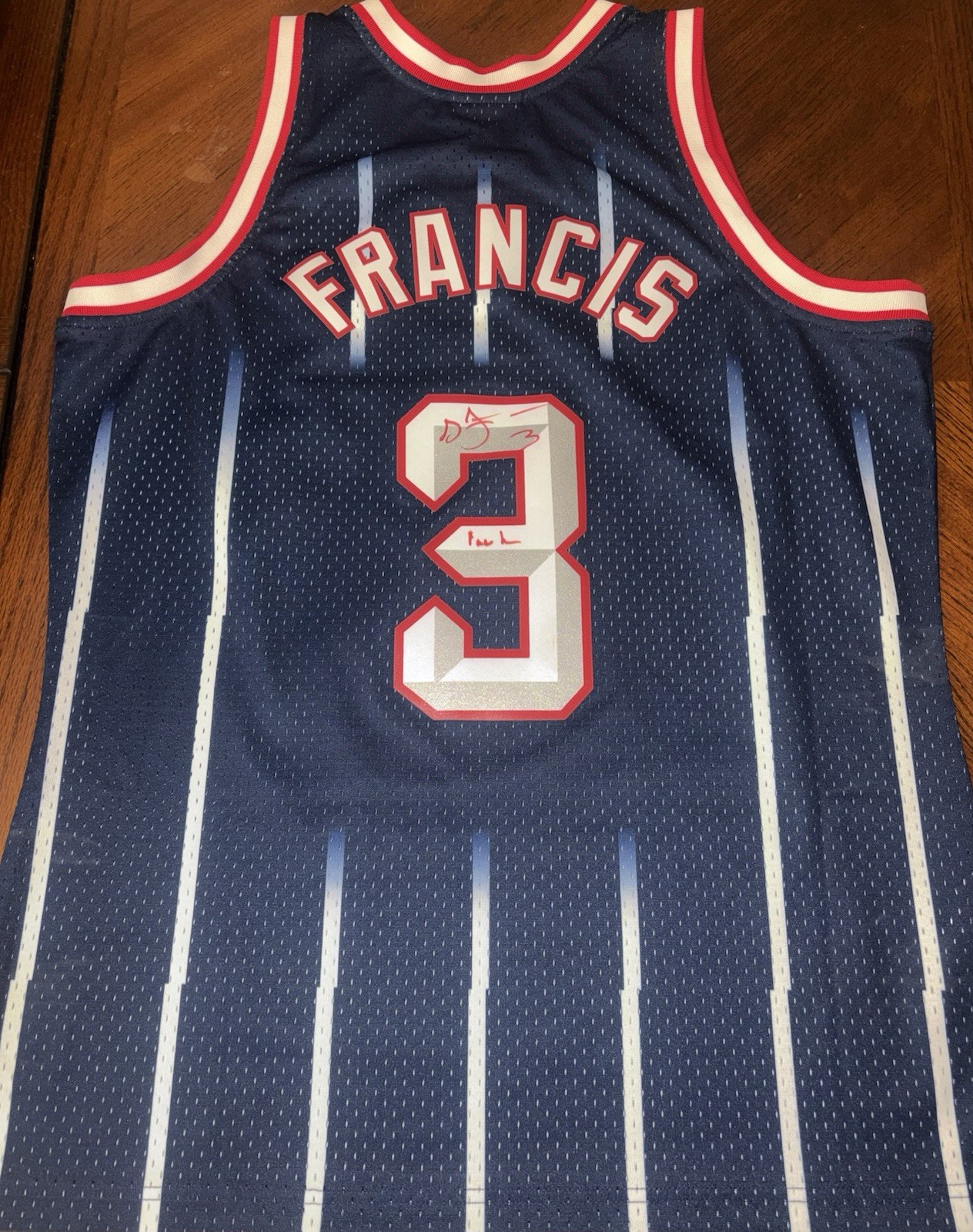 STEVE FRANCIS AUTOGRAPHED MITCHELL & NESS HOUSTON ROCKETS JERSEY GUARANTEED PASS
