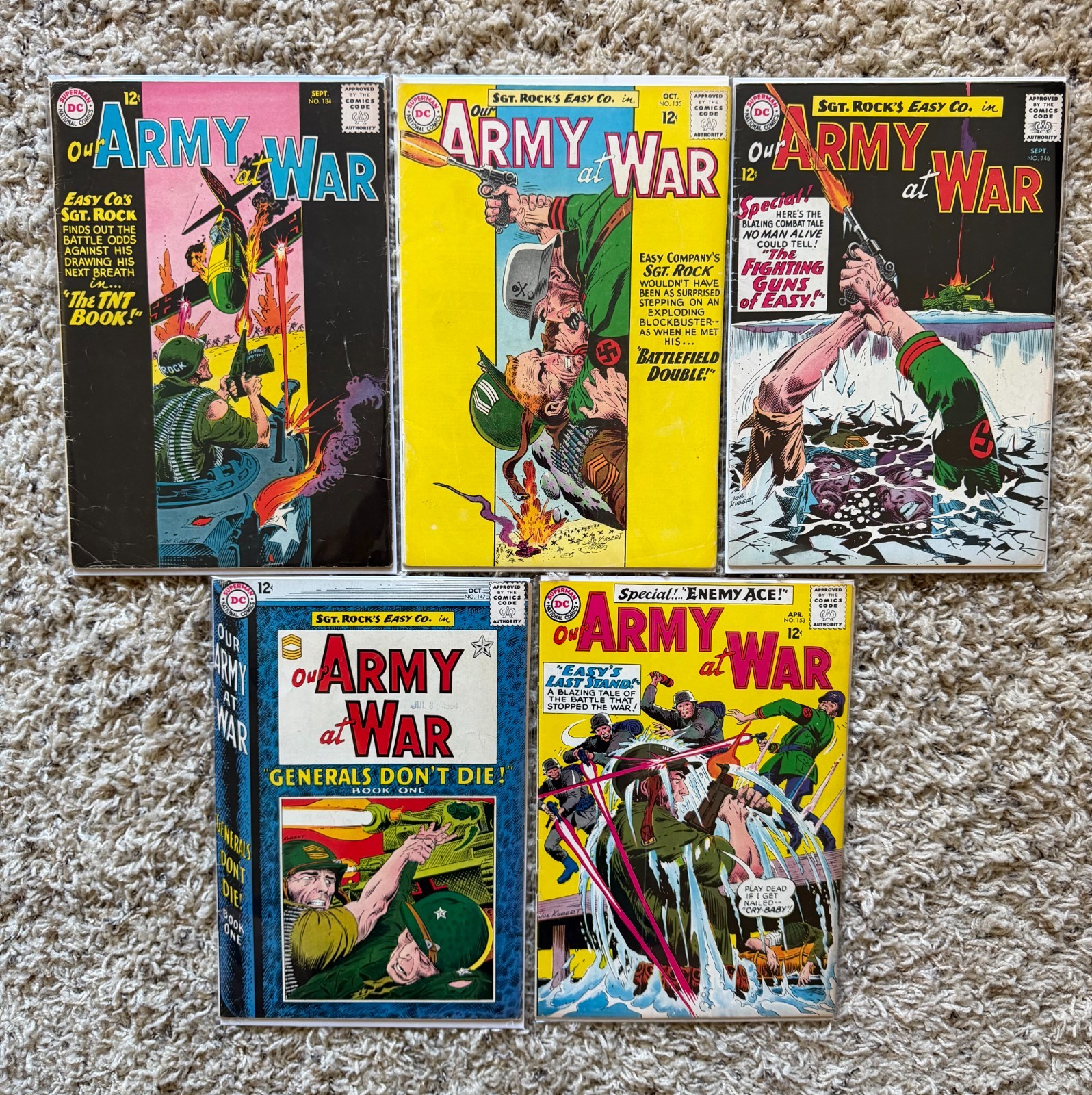 Our Army at War #146 1964 and #134,135,147,153  (All 5 Books are solid copies)