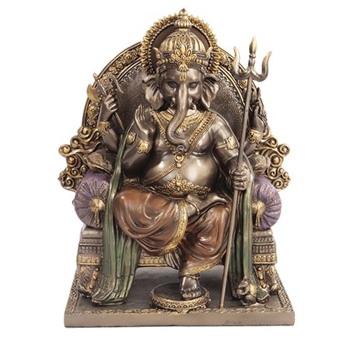 GANESHA ON THRONE- 8 INCH