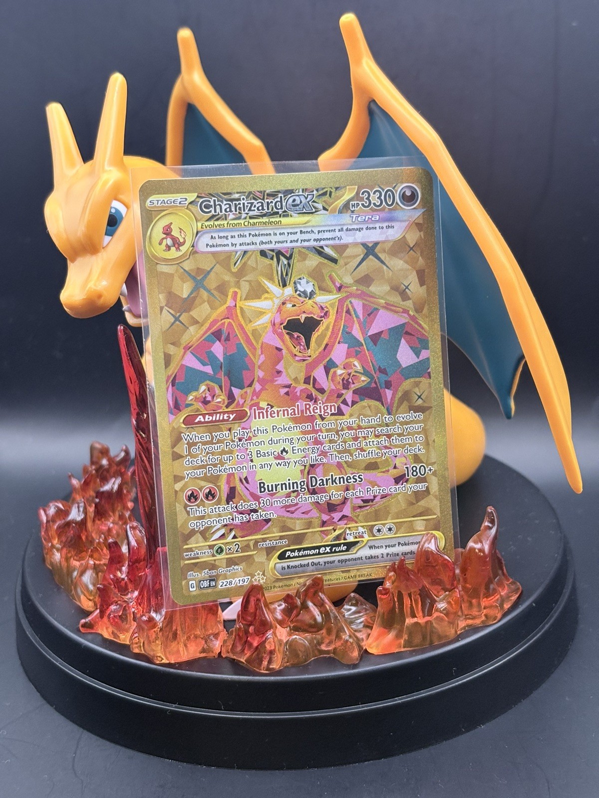 Charizard ex 228/197 Holo Hyper Rare Gold Obsidian Flames Pokemon TCG English NM