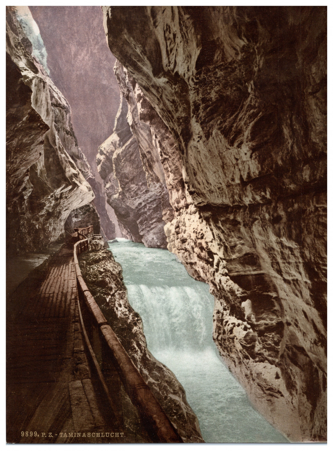 Switzerland, St. Gallen, Ragaz, Tamina Gorge photochromic, vintage photochr