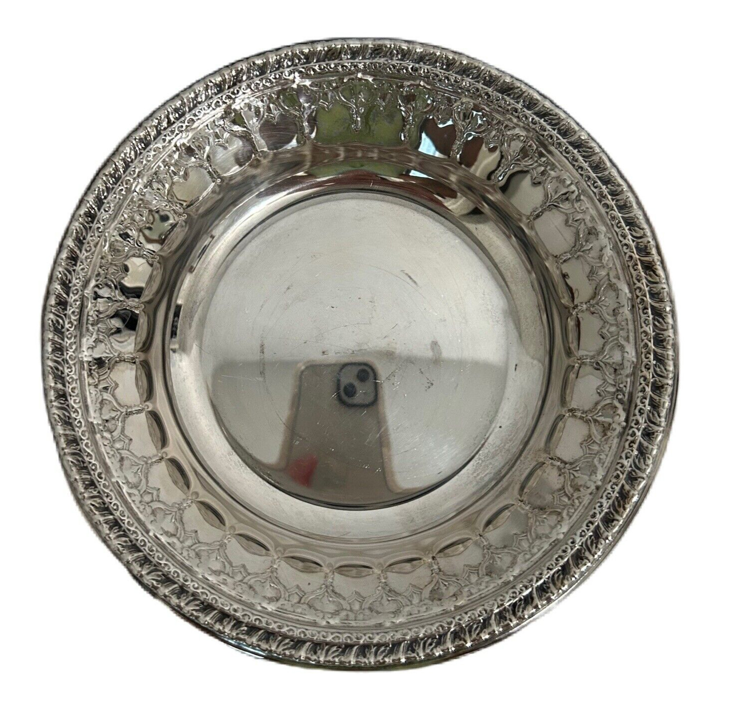 Reed & Barton Bowl Silverplated Vintage 1202 Repousse Bottle Coaster Trinket USA