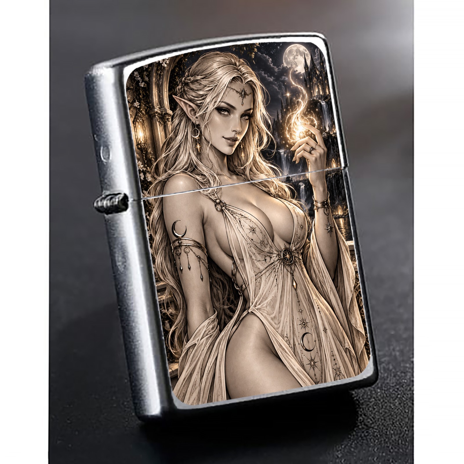 ZIPPO Anime Vintage Style Fairytale Forest Elf Girl Lighter: fine art design