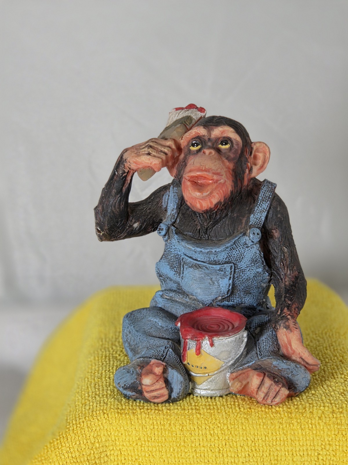 VTG May Rich Company Painting Chimpanze With Blue Overall And  Paint 50yrs Old