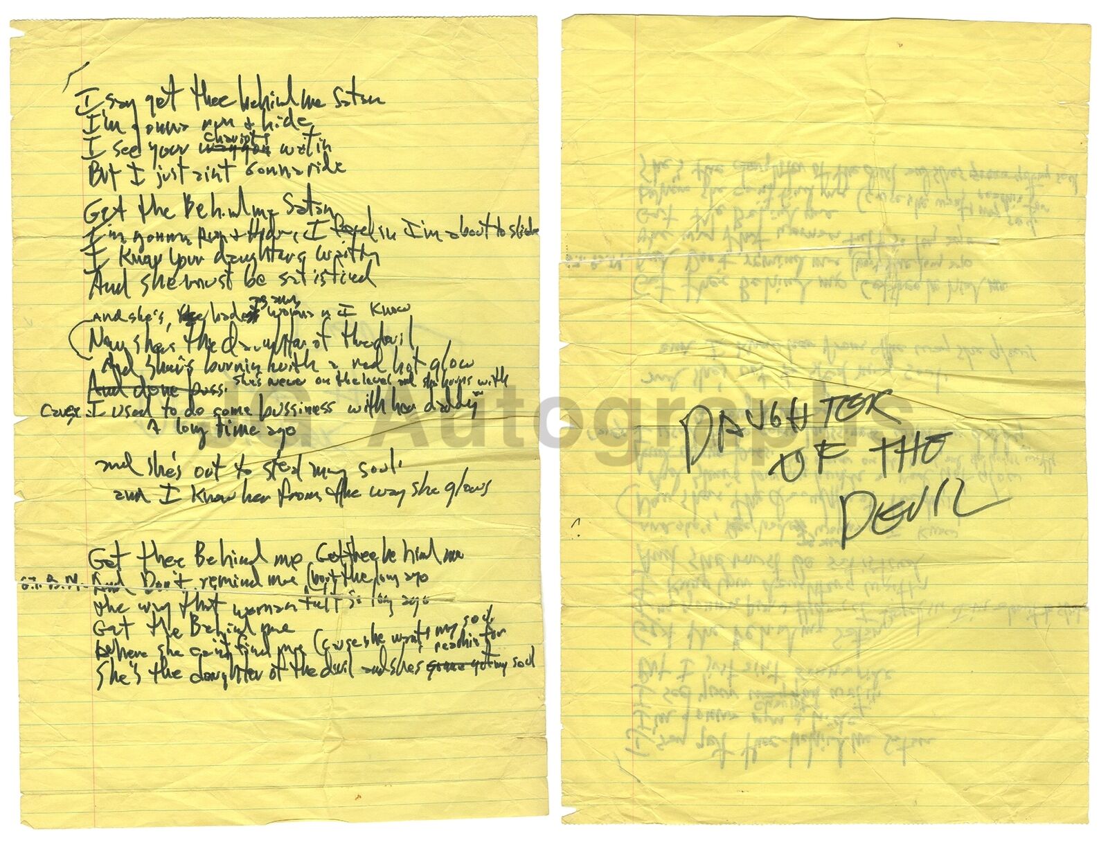 Shel Silverstein - Illustrator - Hand-written lyrics: \