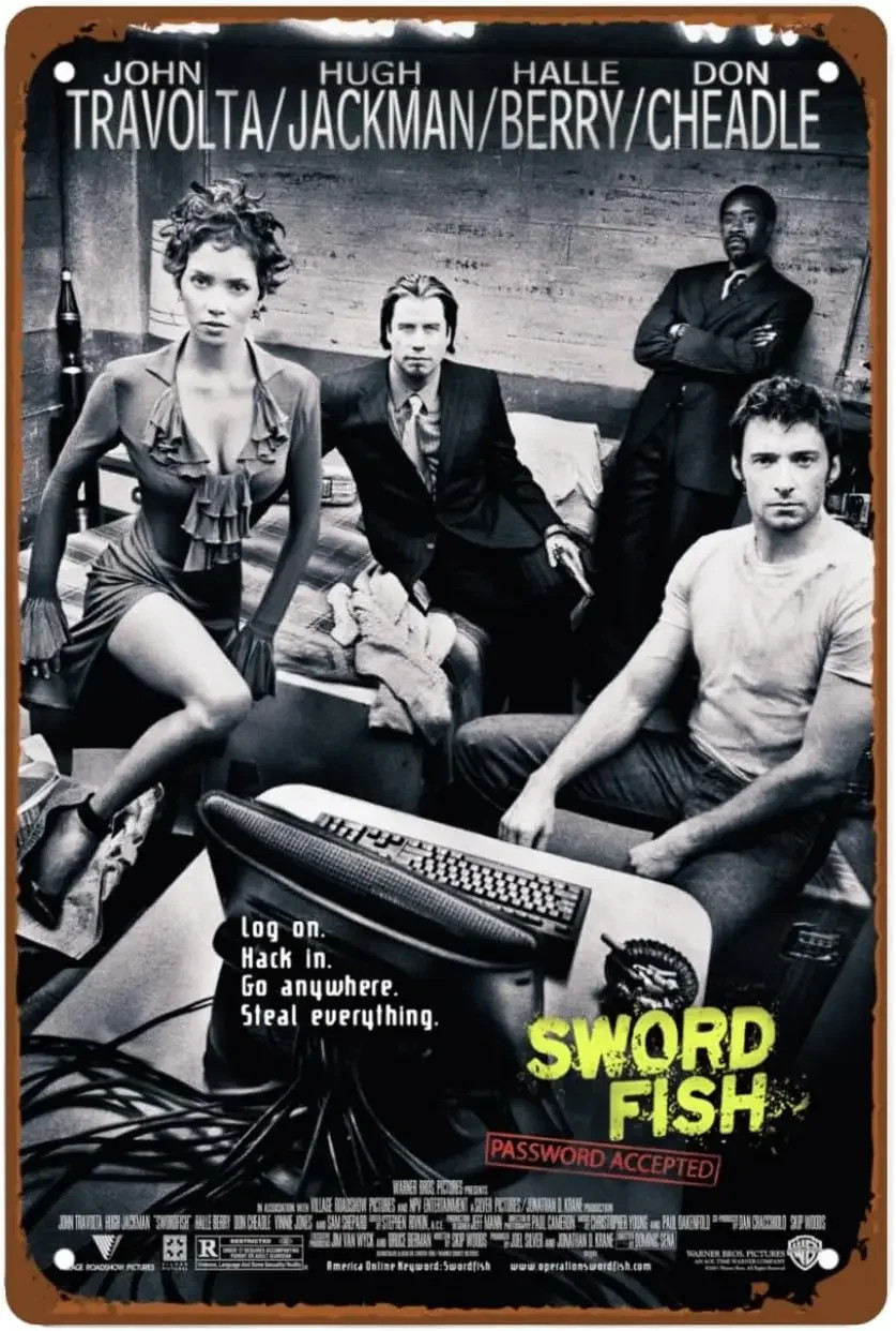 Swordfish Movie Retro Film Poster Art Tin Metal Signs Home Décor 8x12 