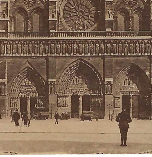 RPPC Notre-Dame Cathedral Paris France Booklet Postcard c1927 Cars
