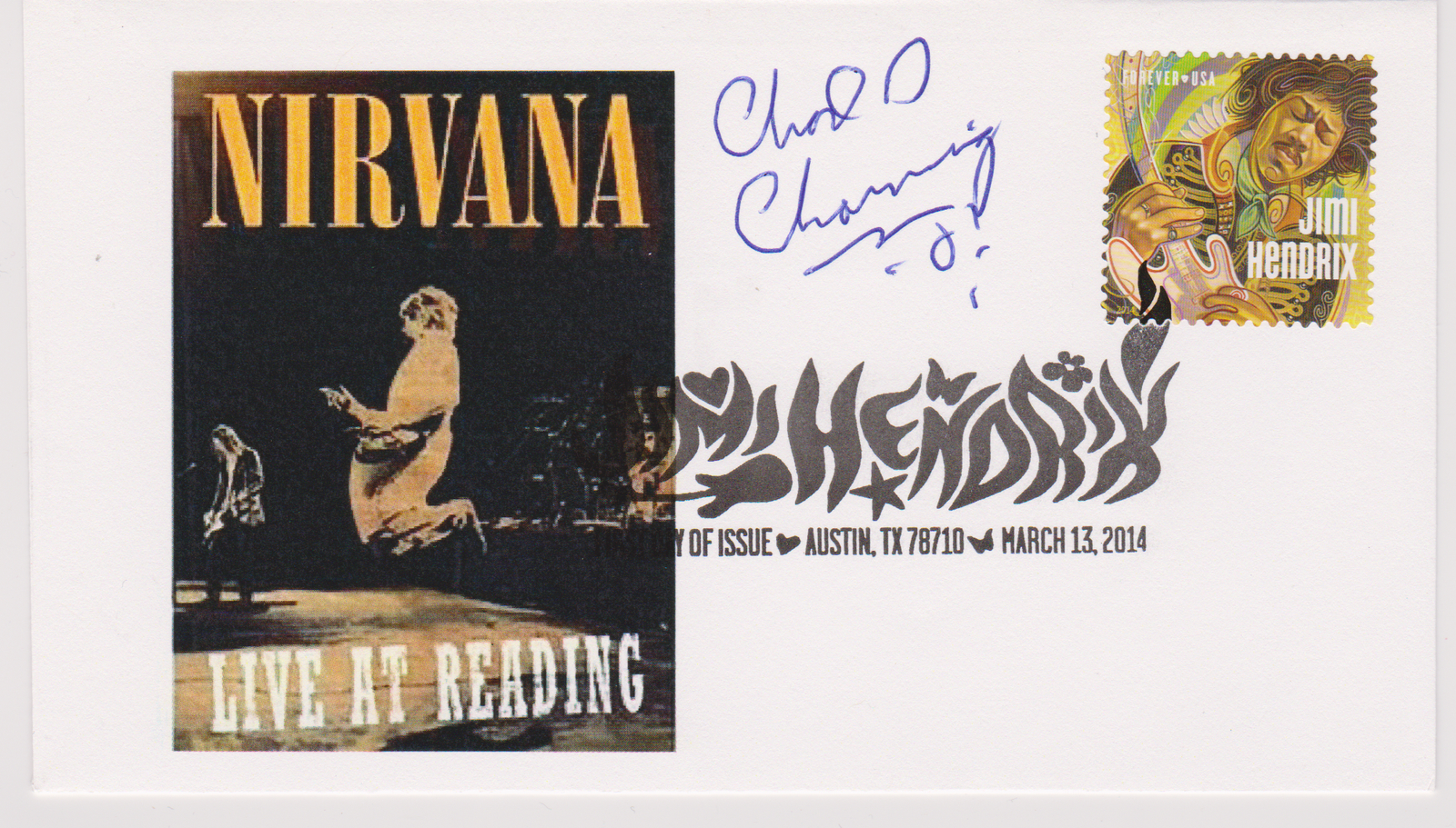 SIGNED CHAD CHANNING FDC AUTOGRAPHED FIRST DAY COVER - NIRVANA