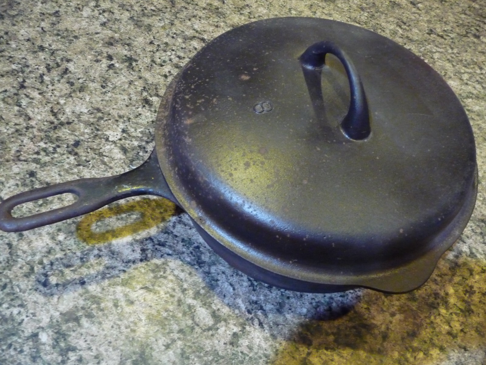 Cast Iron Griswold Chicken Fryer No. 8 Frying Pan Deep Skillet Matching Lid 1034