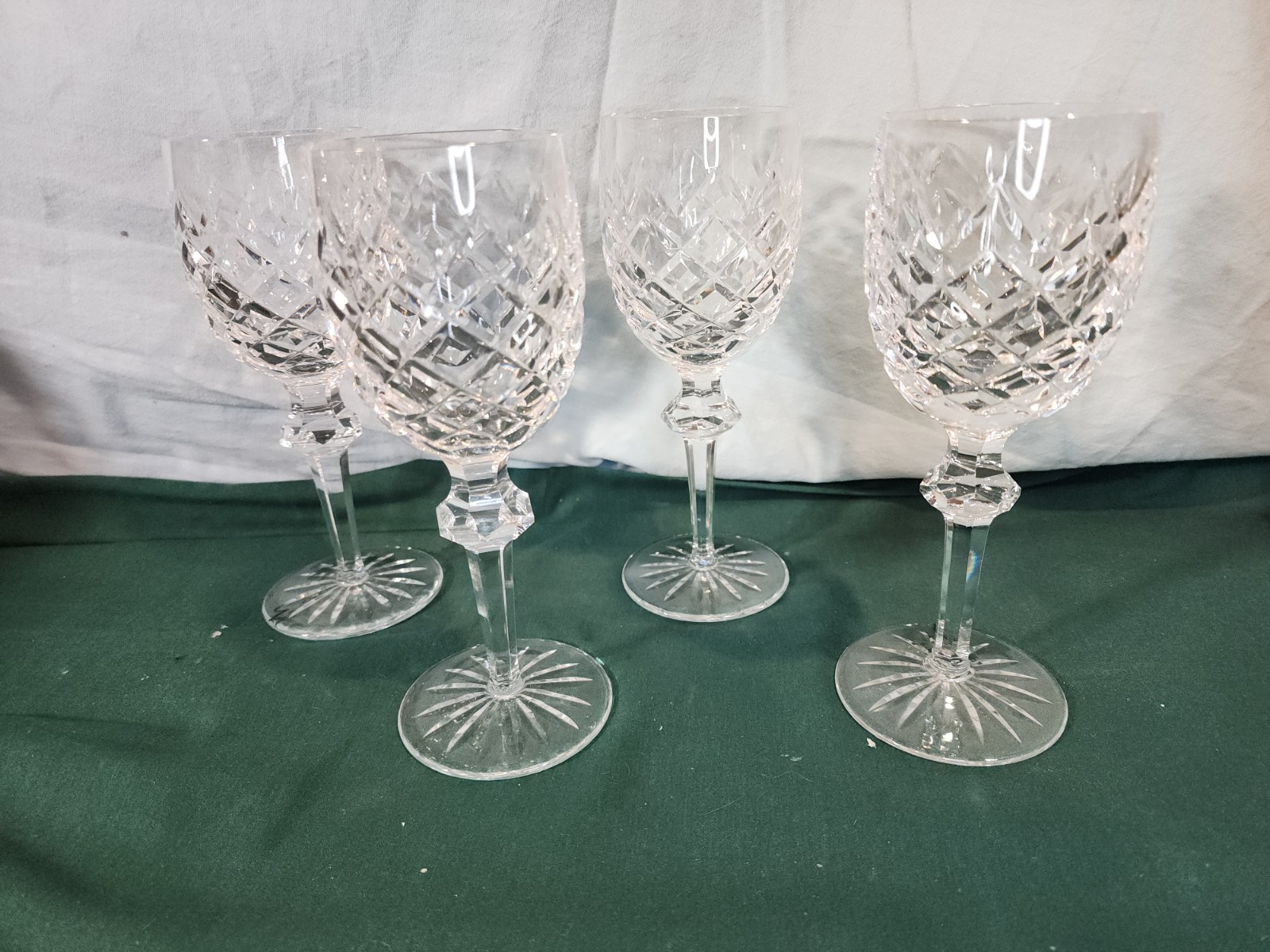 Waterford Powerscourt 7 1/8” Lead Crystal Claret Glasses, Set of 4, Nice