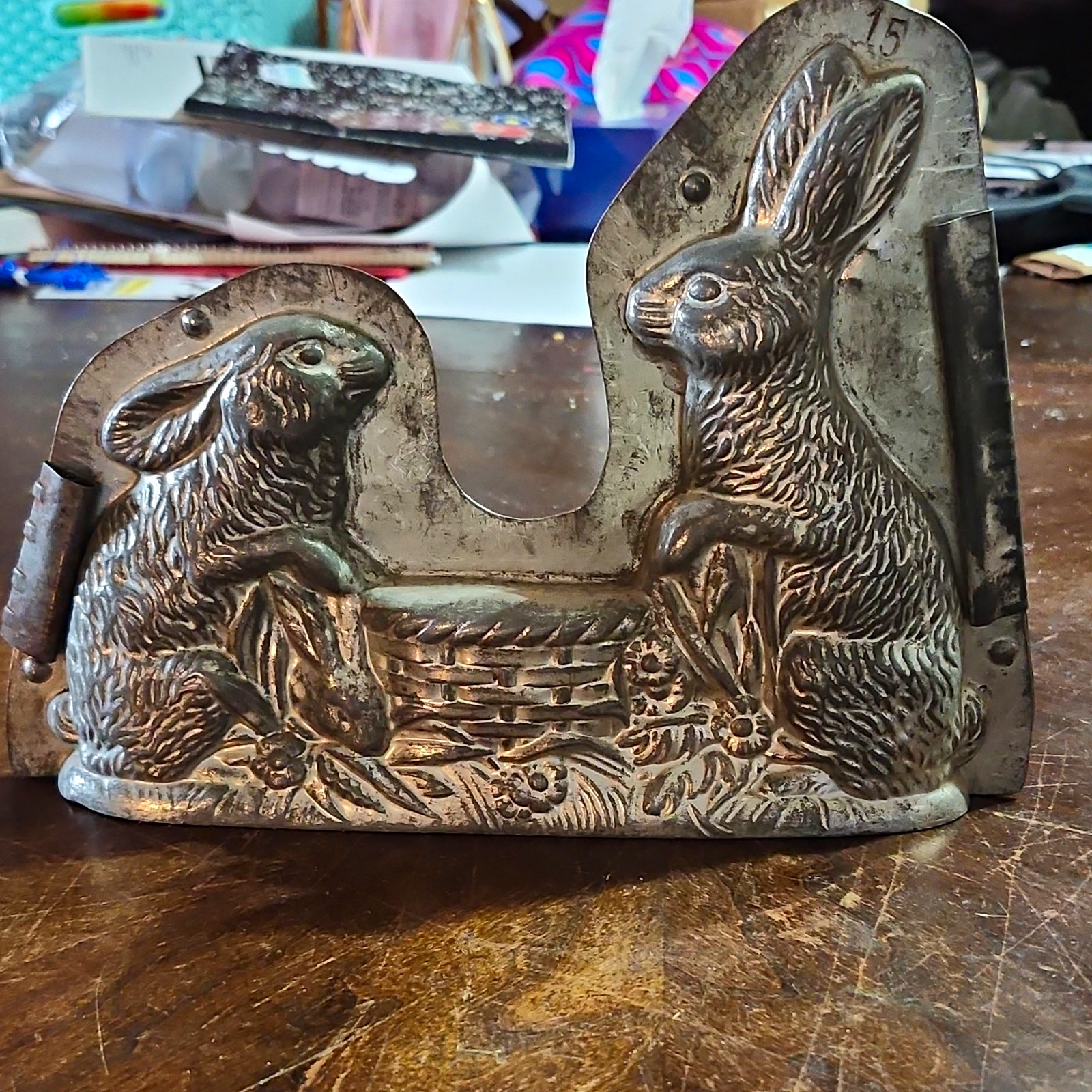 Anton Reiche Rabbit 2-Piece Metal Chocolate Mold Silver MPN 25323 Easter