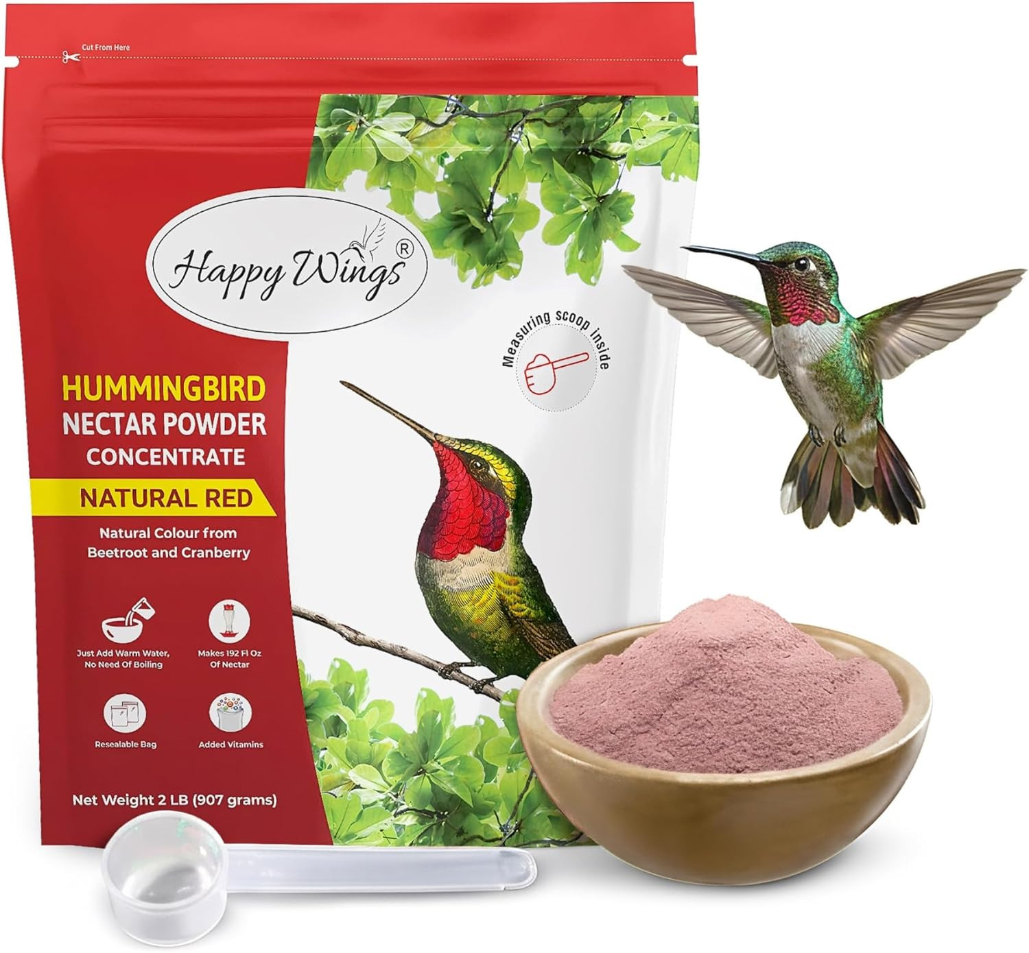 Hummingbird Food Powder 2 Lb Natural Red Nectar Easy Mix No Boil