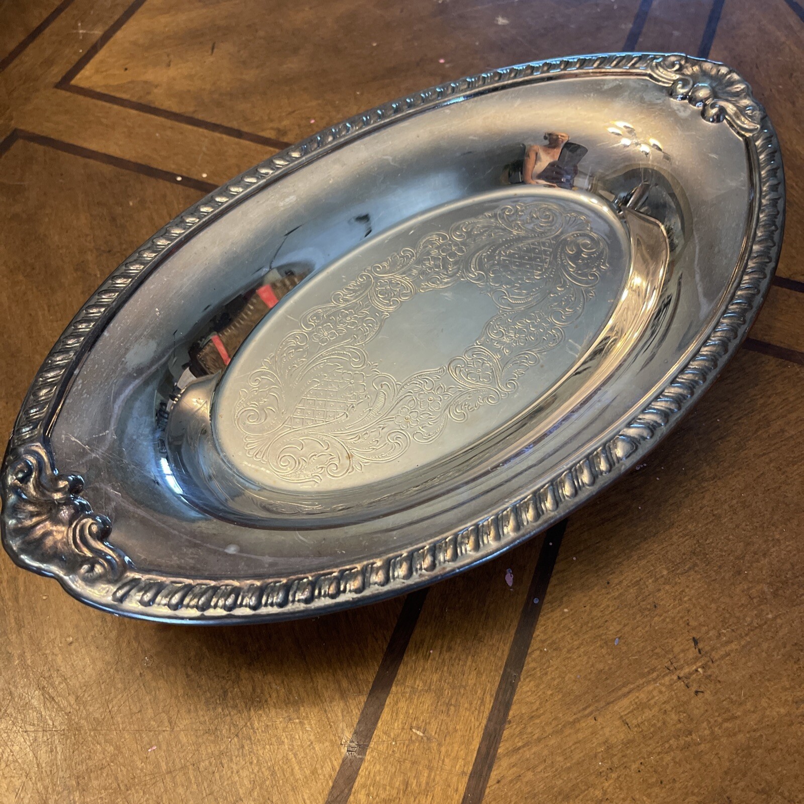 vintage Medium oval silverplate footed platter with handles 12.5” 7.25” 2.25” vintage Medium oval silverplate footed platter with handles 12.5” 7.25” 2.25”