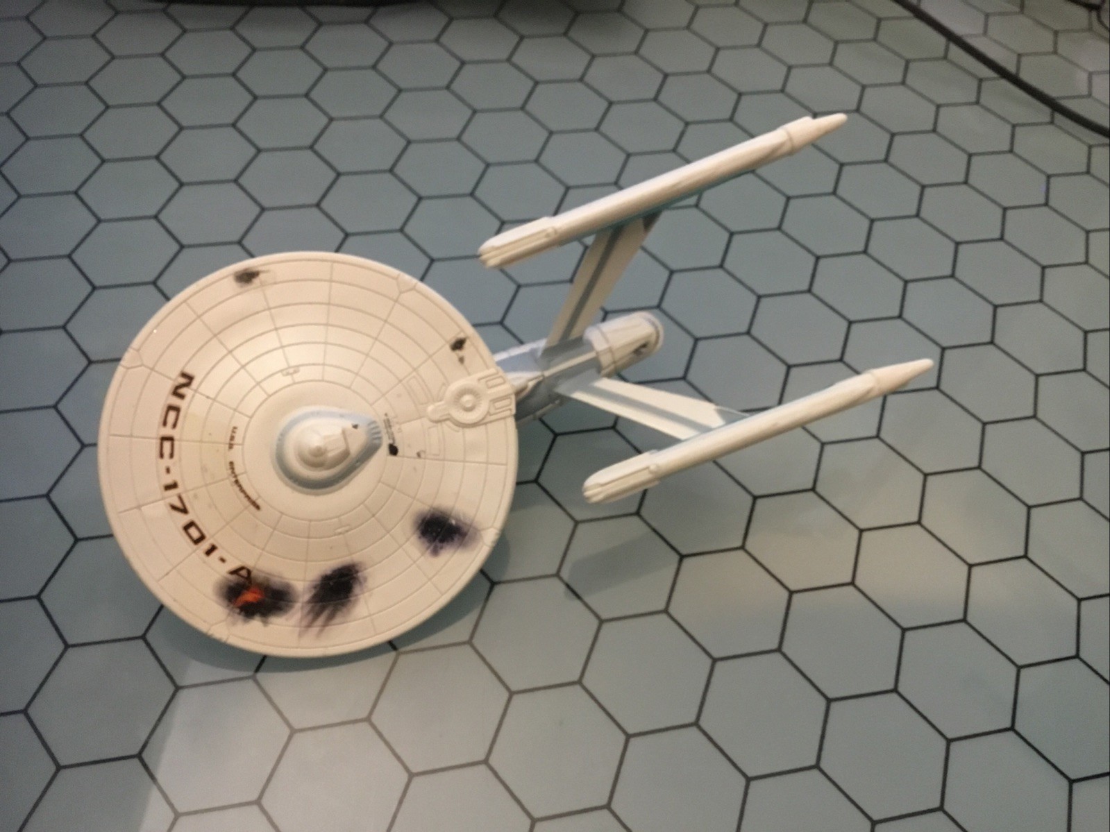 Hot Wheels Star Trek USS Enterprise NCC-1701-A Battle Damaged No box Or Stand Hot Wheels Star Trek USS Enterprise NCC-1701-A Battle Damaged No box Or Stand