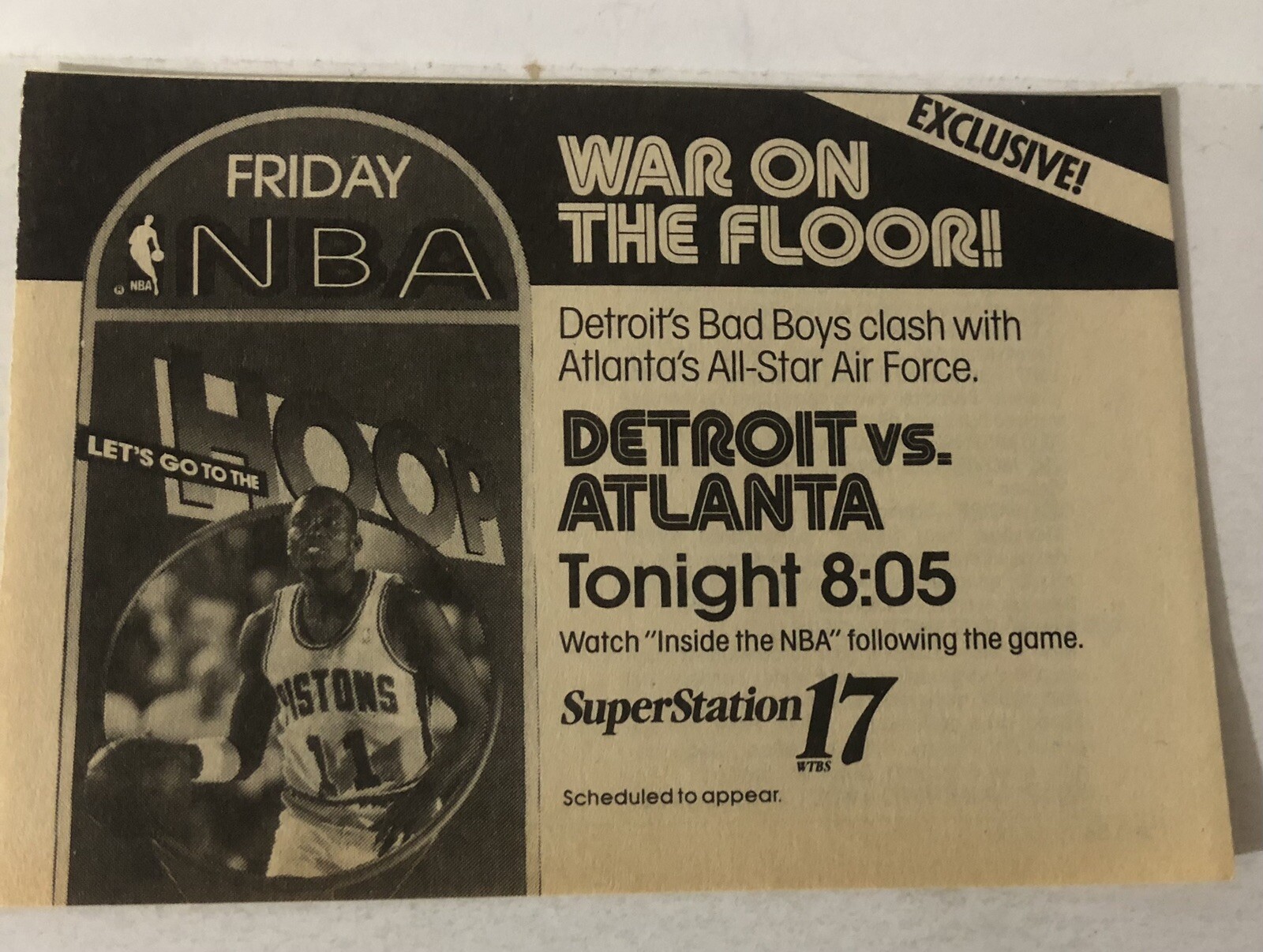 Detroit Pistons Vs Atlanta Vintage Print Ad NBA Basketball TPA20