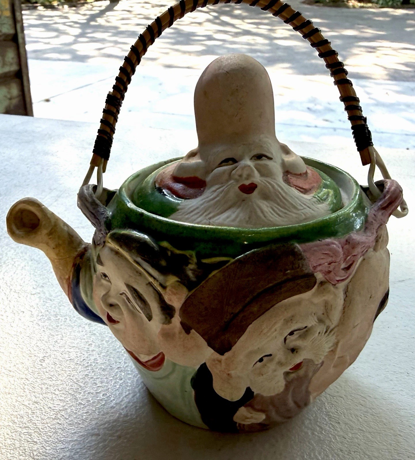 Vintage Japanese Banko Ware Multi-Face Tea Pot Meiji Period. Excellent