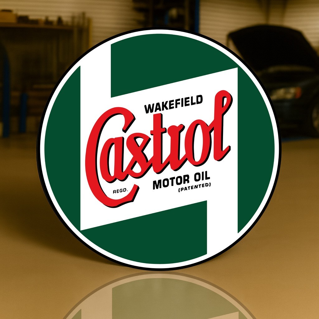 CASTROL WAKEFIELD MOTOR OIL –  Vintage Heavy Metal Sign  (XL – 19.7” / 50 cm)
