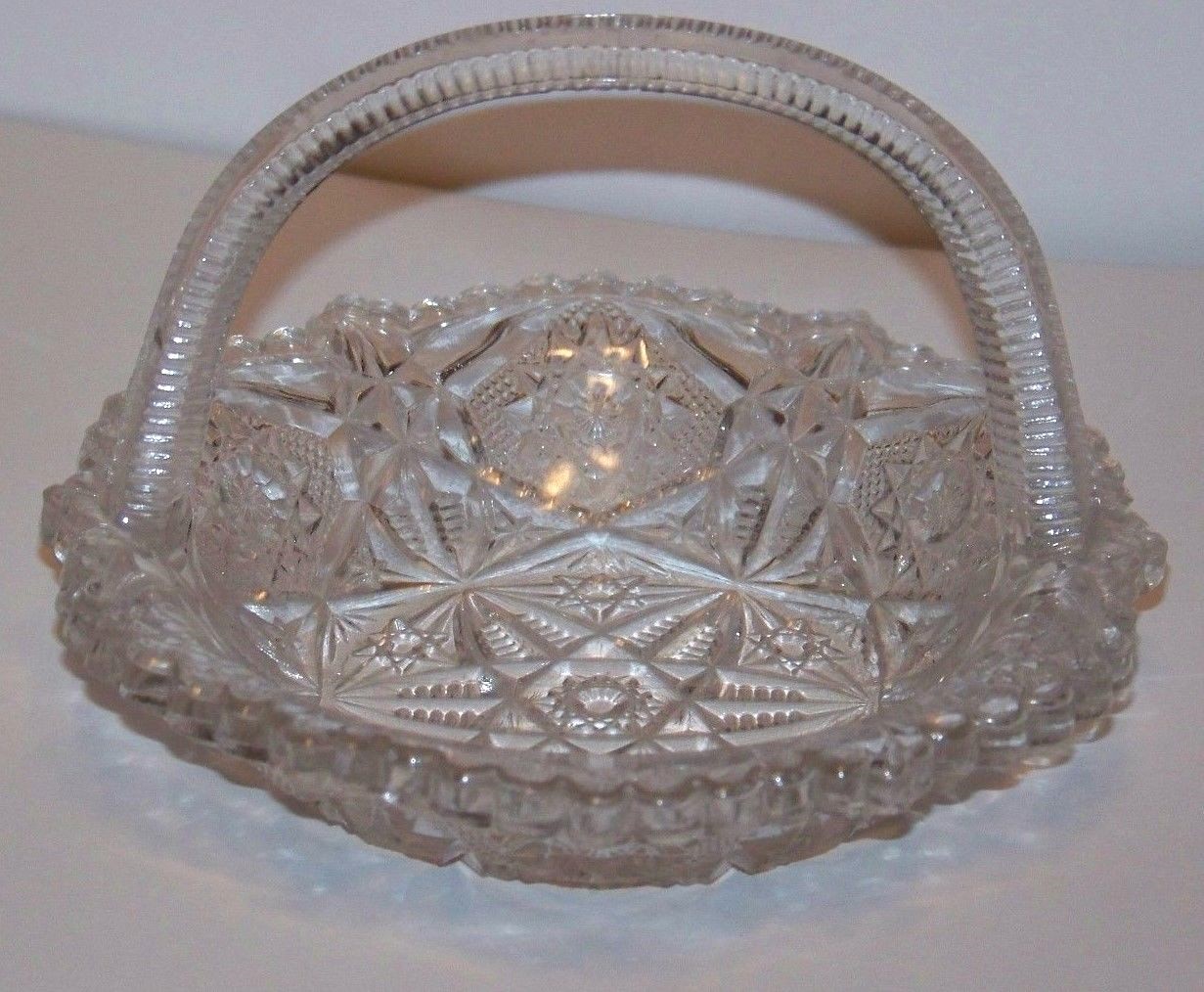 Clear Pressed Glass Basket 