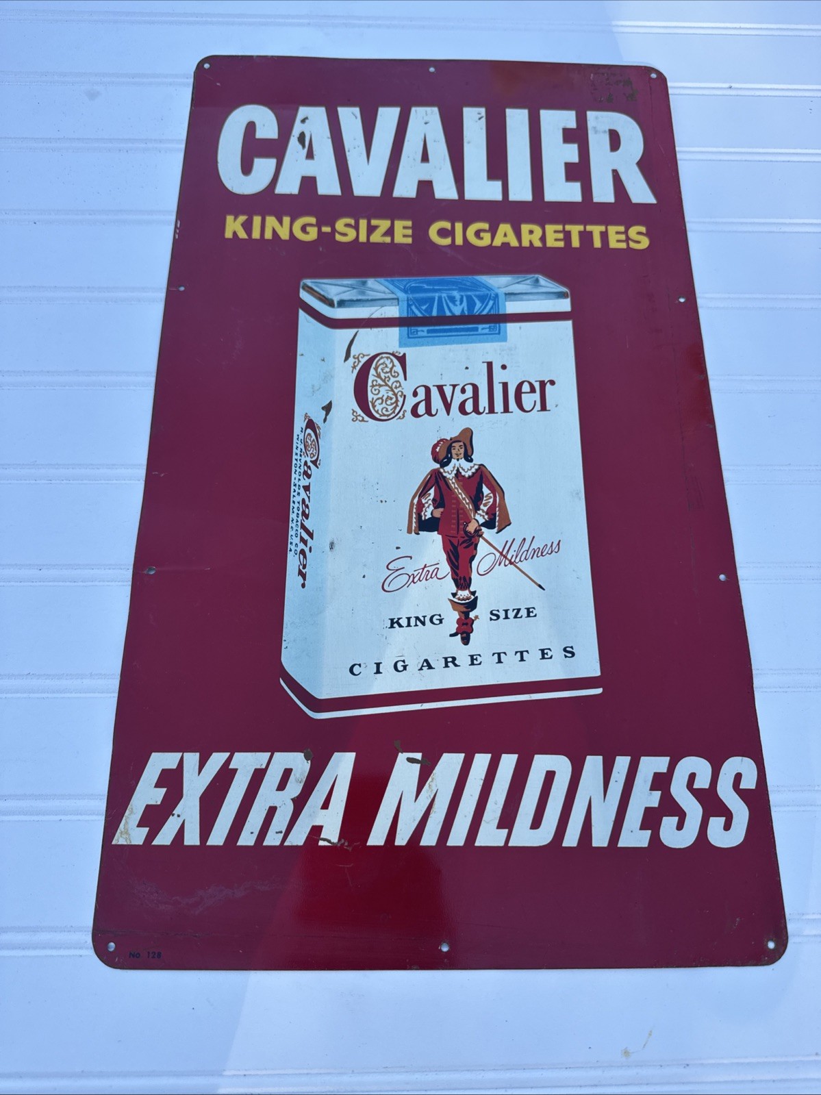 Vintage Cavalier Cigarettes Tobacco Advertising Tin Sign - Great Graphics