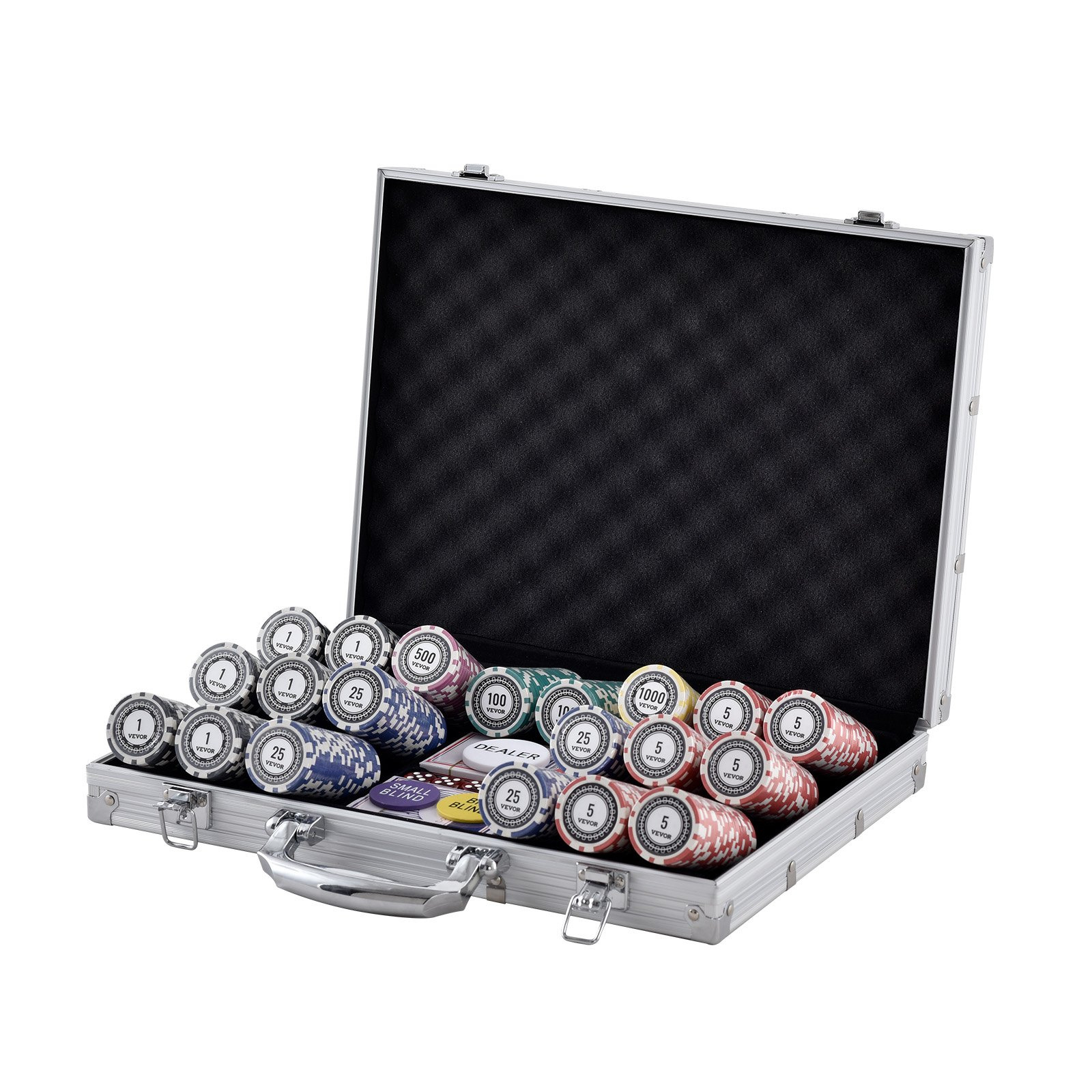 Poker Chip Set 500 Piece Complete Playing Game with Aluminum Carrying  Case