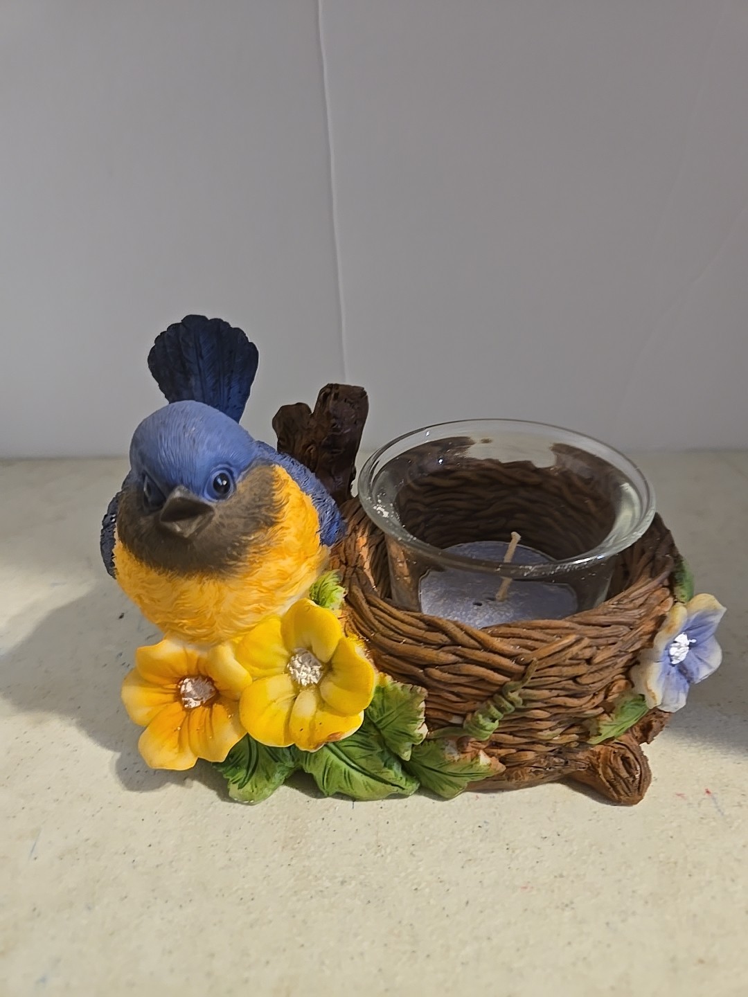 Bluebird And Nest Tealight Candle Holder