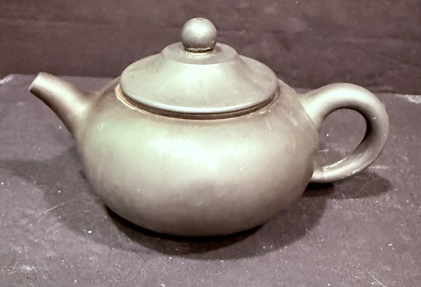 Marked Chinese Yixing Zisha Green Clay Teapot Matte Finish Exquisite