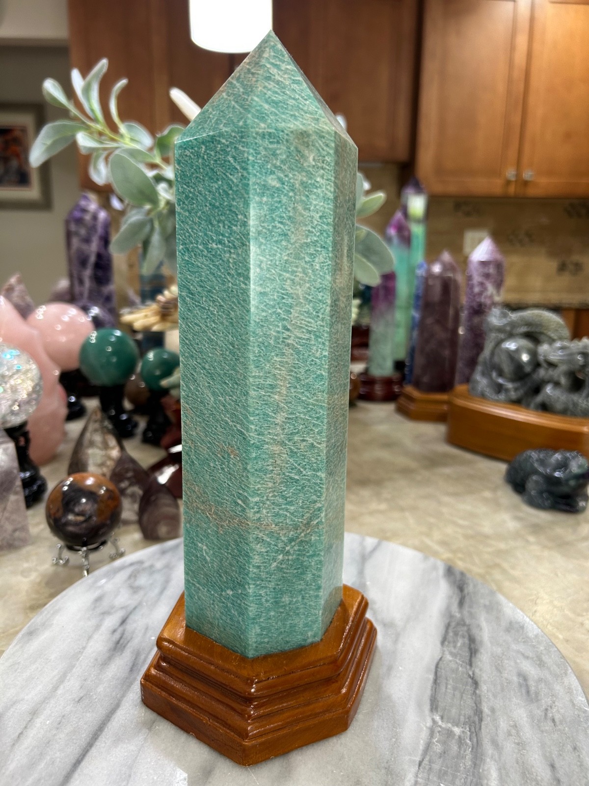 Amazonite tower on stand 12” large