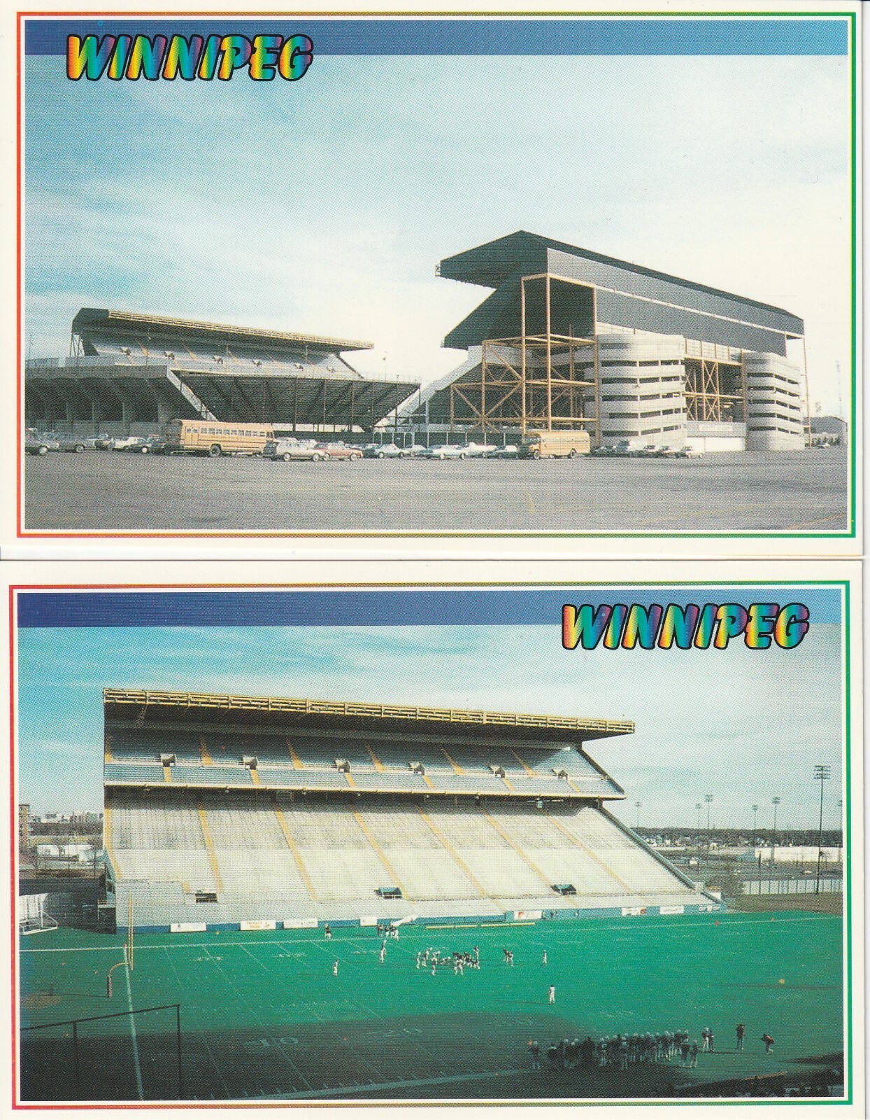 (2) Limited Edition CFL Winnipeg Blue Bombers Old Winnipeg Stadium Postcards