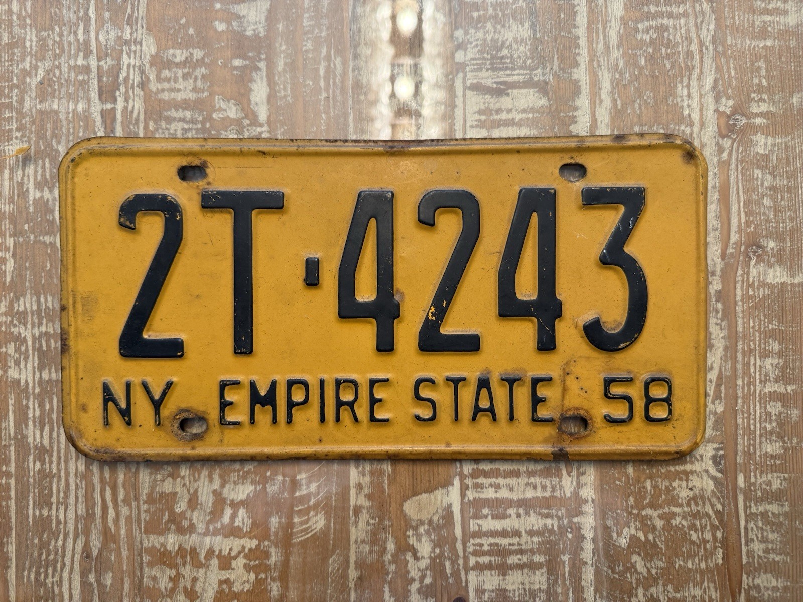 1958 New York License Plate 2T-4243 1958 New York License Plate 2T-4243