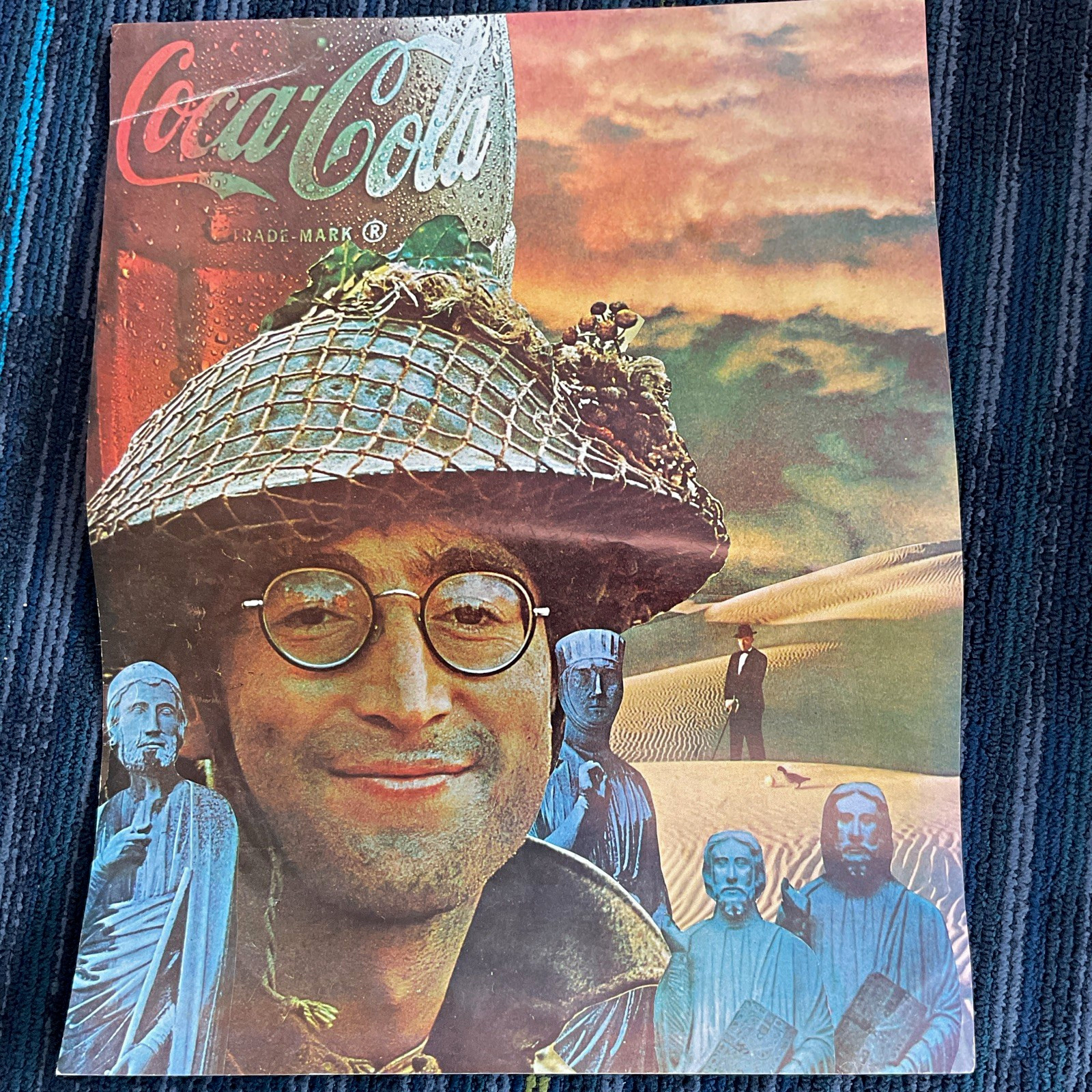 Vintage collectible 1960 1970 John Lennon Coca Cola surreal art poster