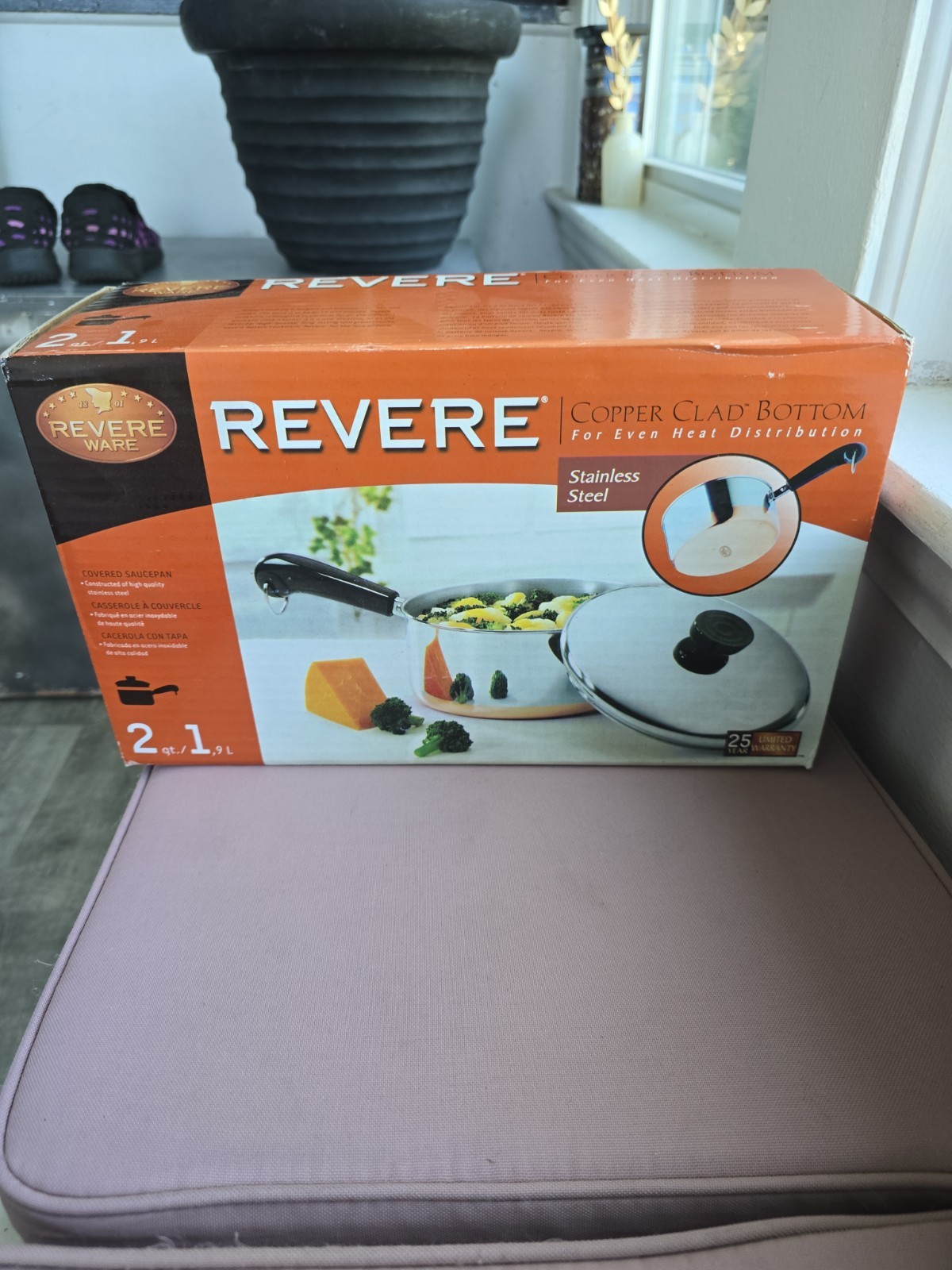 Vintage  USA Revere Ware 2 Quart Saucepan No. 3514027  New in Box Copper Clad