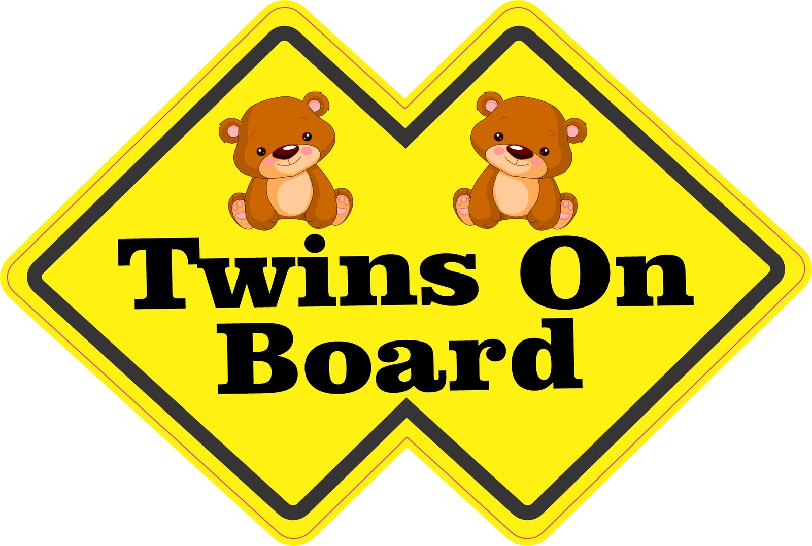 StickerTalk Twins On Board Diamond Vinyl Sticker 6x4 Twin Bears Decal