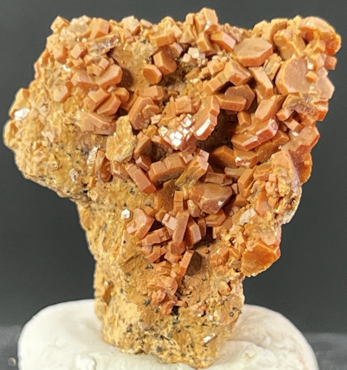 Vanadinite Specimen Red Hexagonal Crystals from Morocco    20 g.    35x21x22 mm