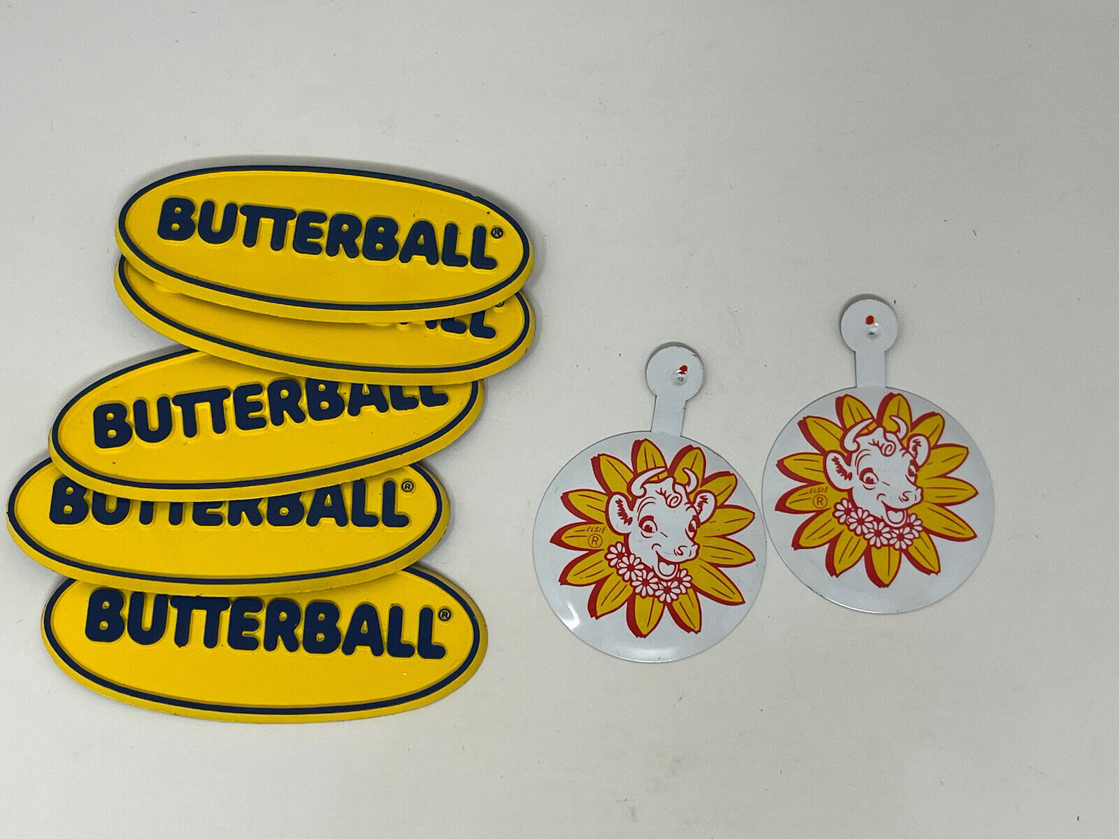 Vintage Bordens Milk Elsie Buttons And Butterball Turkey Fridge Magnets
