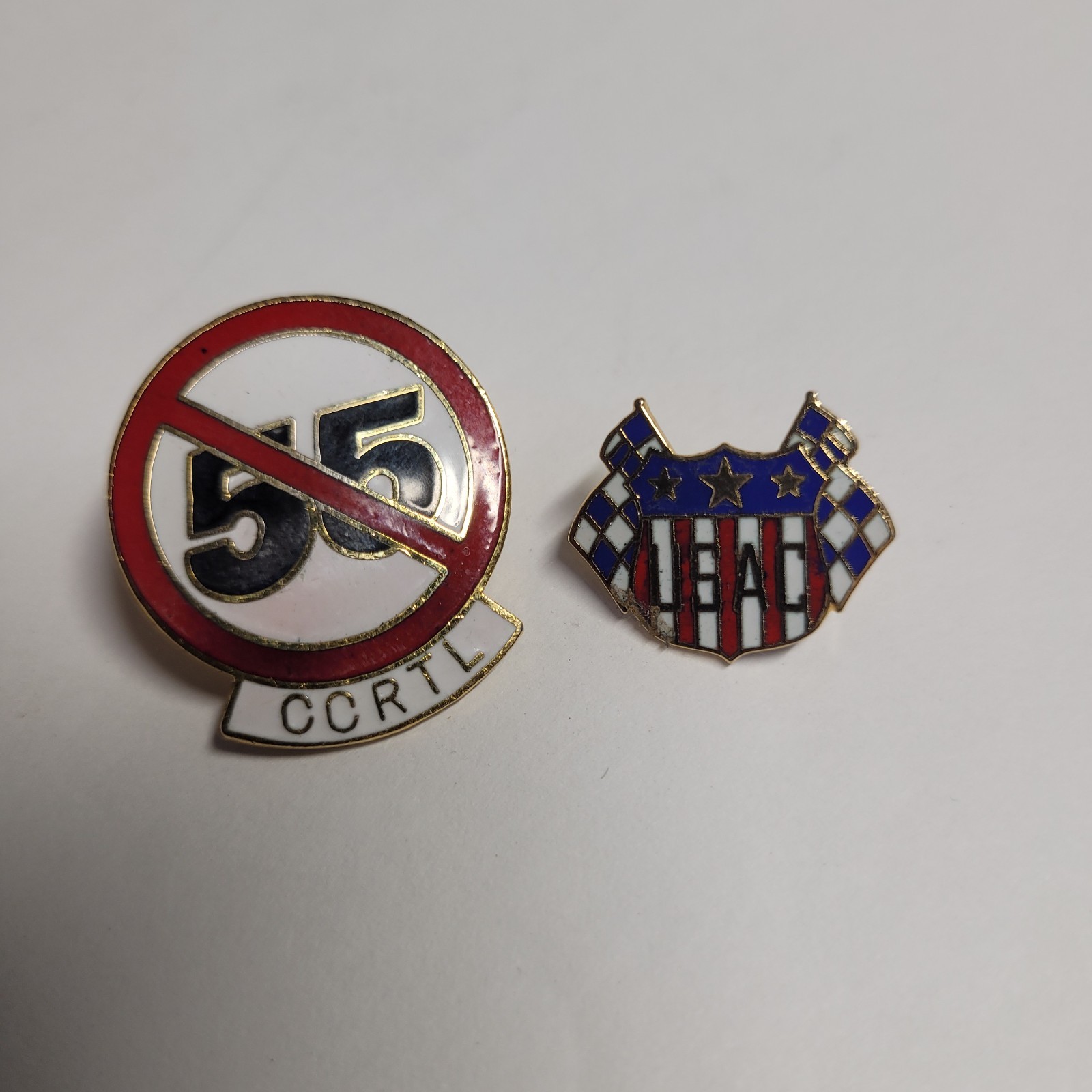 2 Vtg. Automobile Cloisonné Pins CCRTL • USAC
