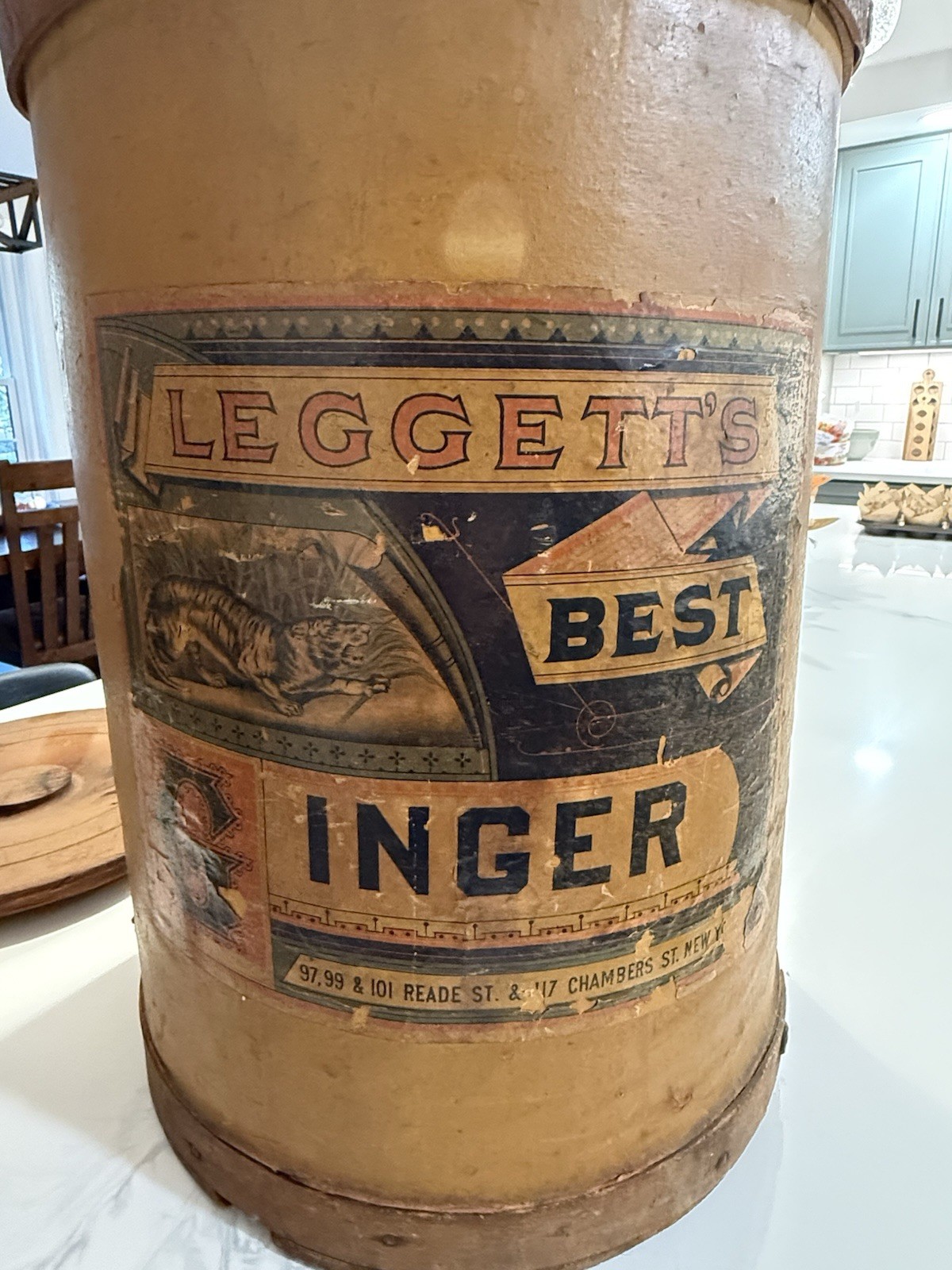 Antique Leggett\'s Best Ginger Wooden Advertising Container 19\