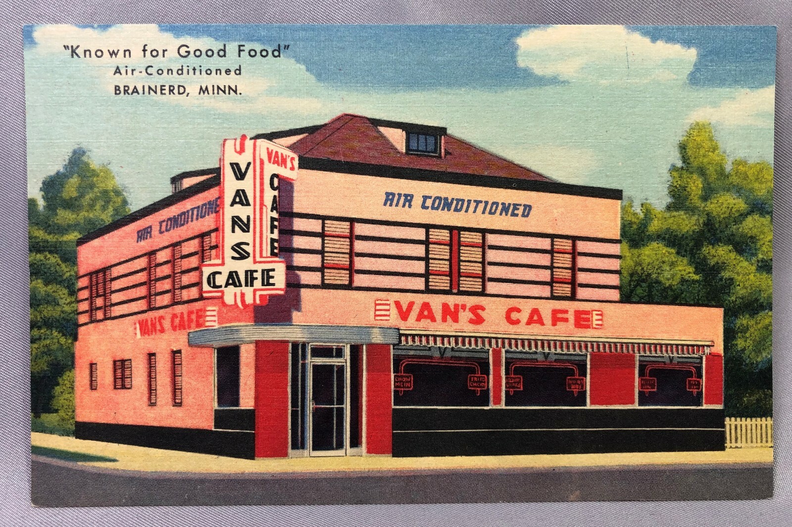 1940s BRAINERD Minnesota VAN\'s CAFE Restaurant POSTCARD Original VINTAGE Linen