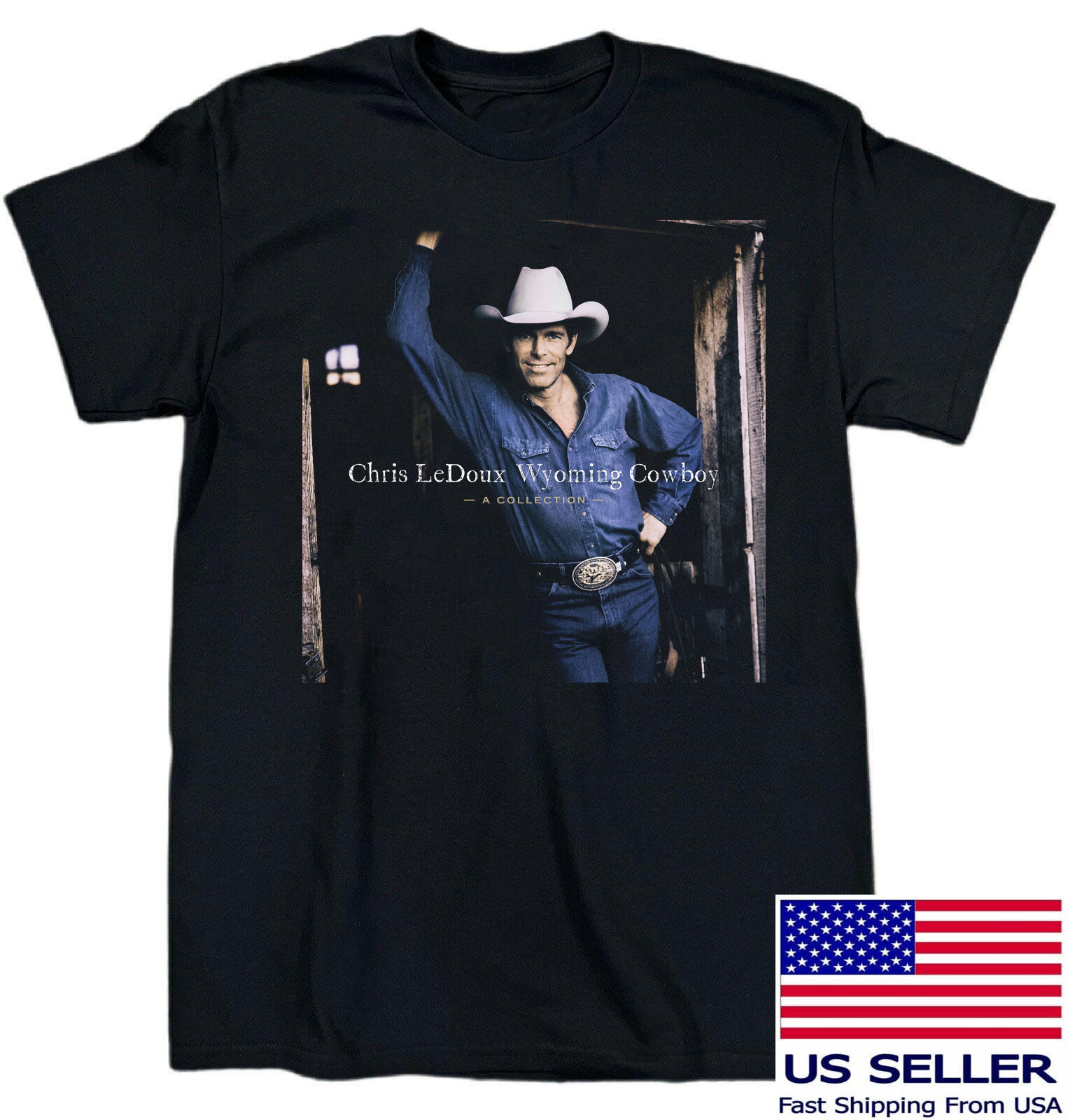 Chris LeDoux - Wyoming Cowboy Heavy Cotton Black All Size T Shirt CC031