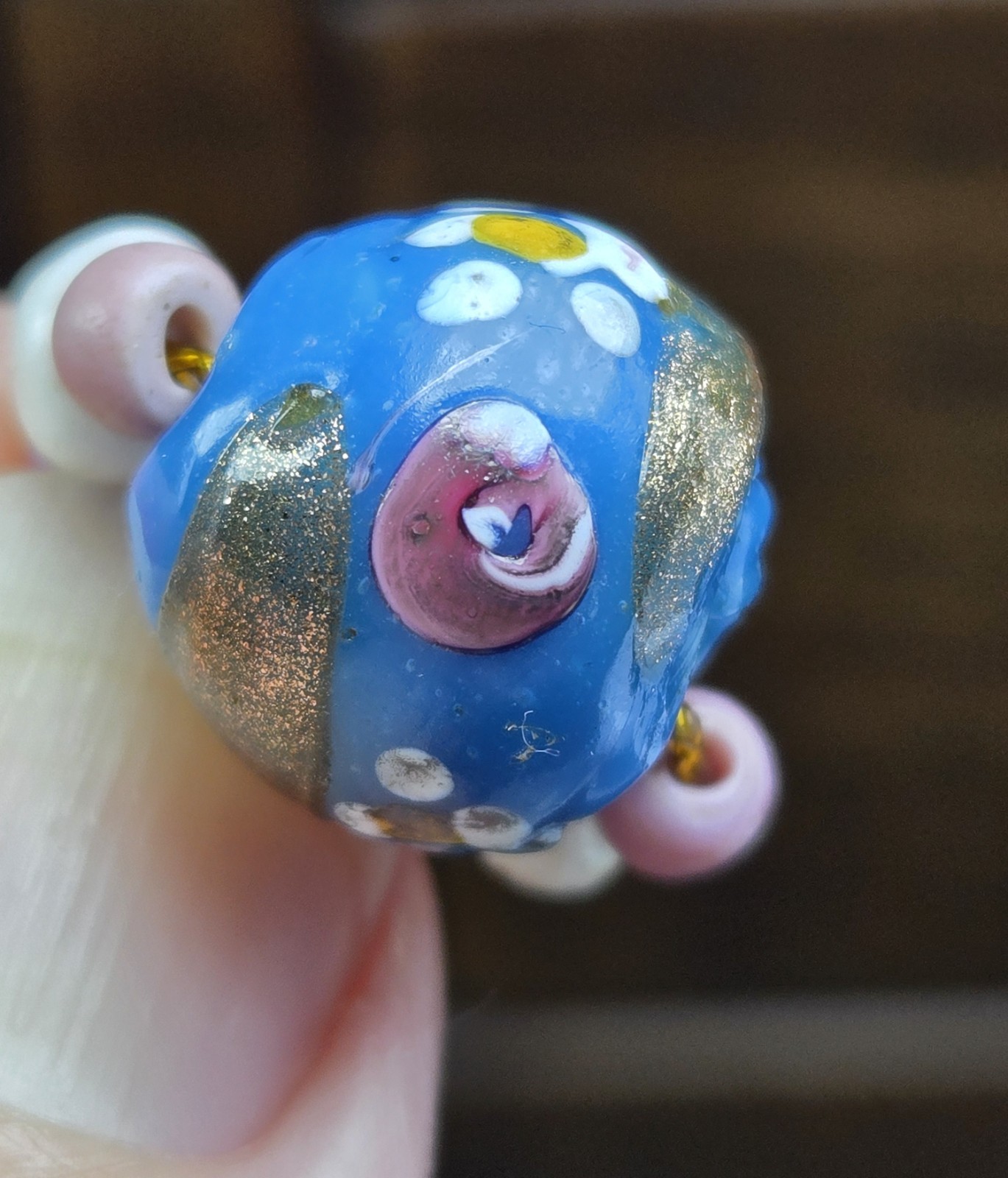 Fancy Rare Floral Antique Venetian Glass Trade Bead African BEADS 