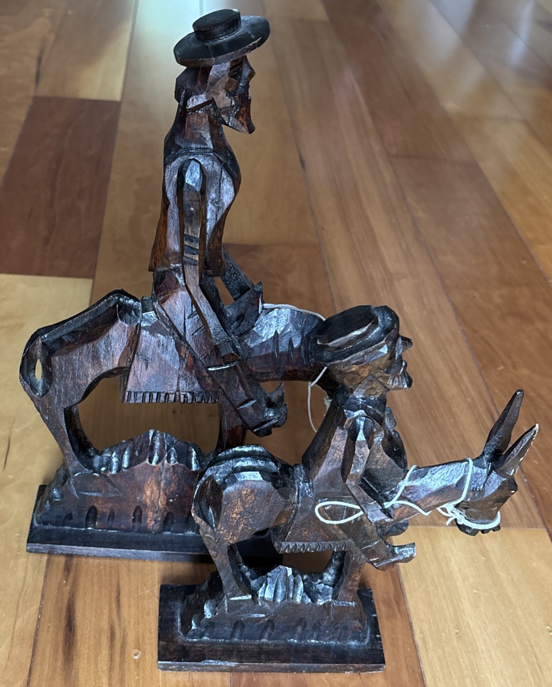 Vintage Don Quijote And Sancho Panza Wood Hand Carved Figures Spain