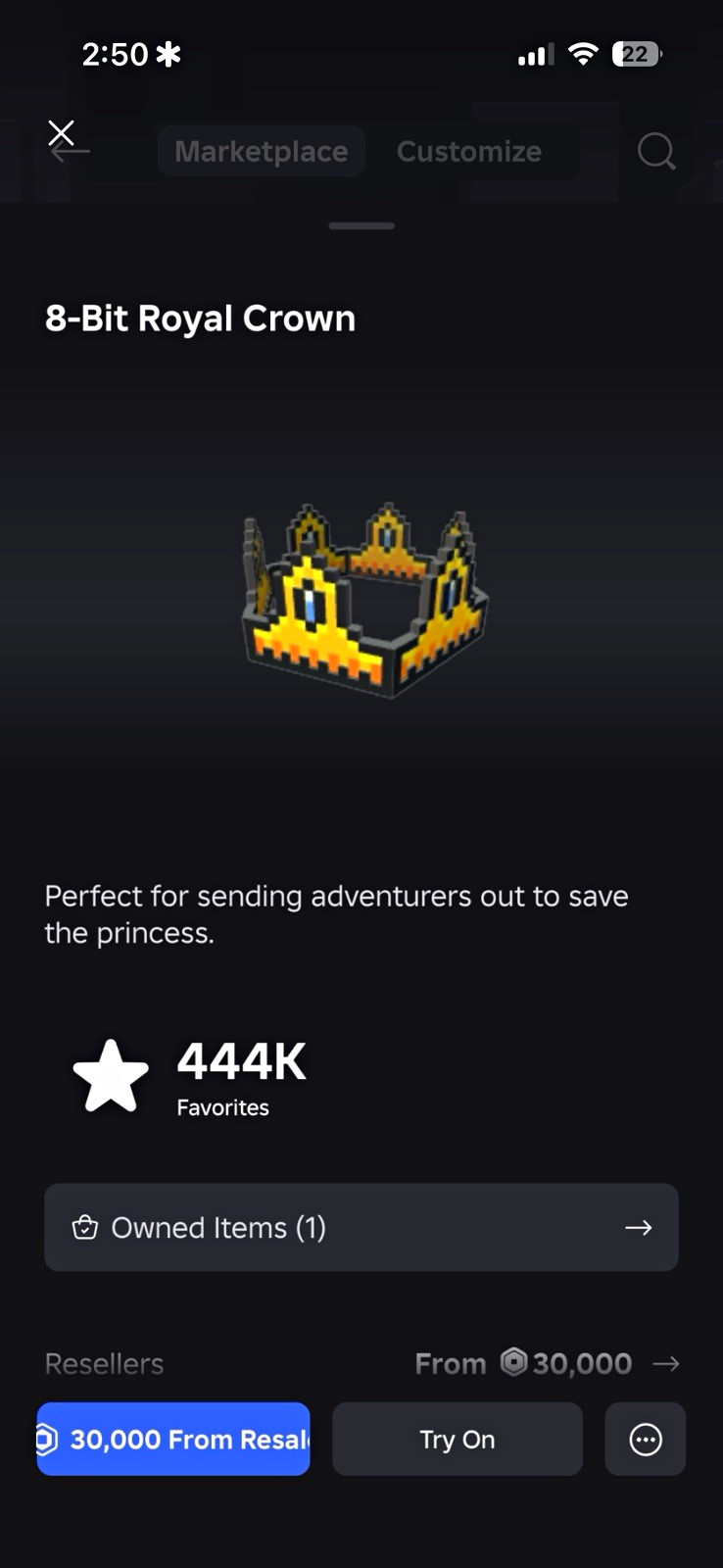 8-Bit Royal Crown - 8-Bit Generation Virtual Game Item/Asset Collectible Roblox