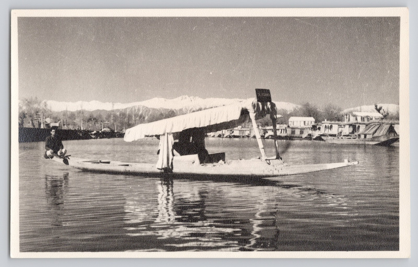RPPC Postcard Shikara Boat Dal Lake Srinagar Kashmir India Forte