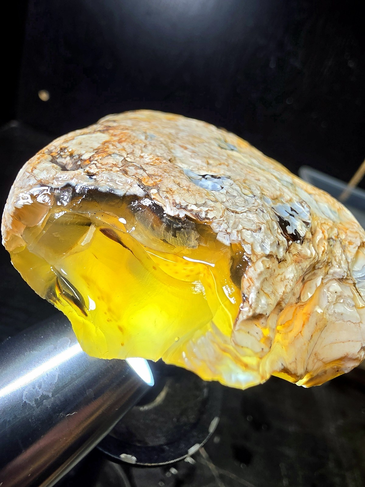 Rare Collectors Specimen Amber Yellow Chalcedony Peeled Montana Agate 8.6oz Rare Collectors Specimen Amber Yellow Chalcedony Peeled Montana Agate 8.6oz