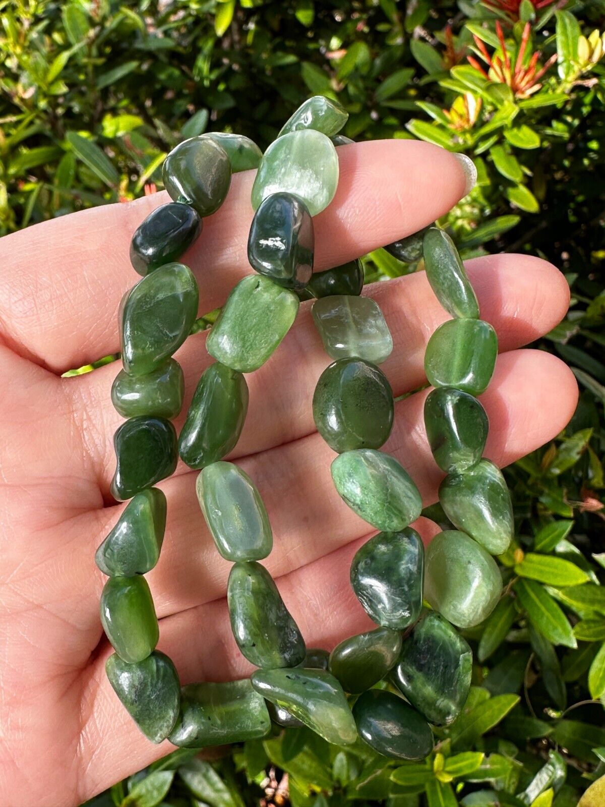 Grade A++ Nephrite Jade Crystal Nugget Bracelet 8-11mm, Wholesale Bulk Lot