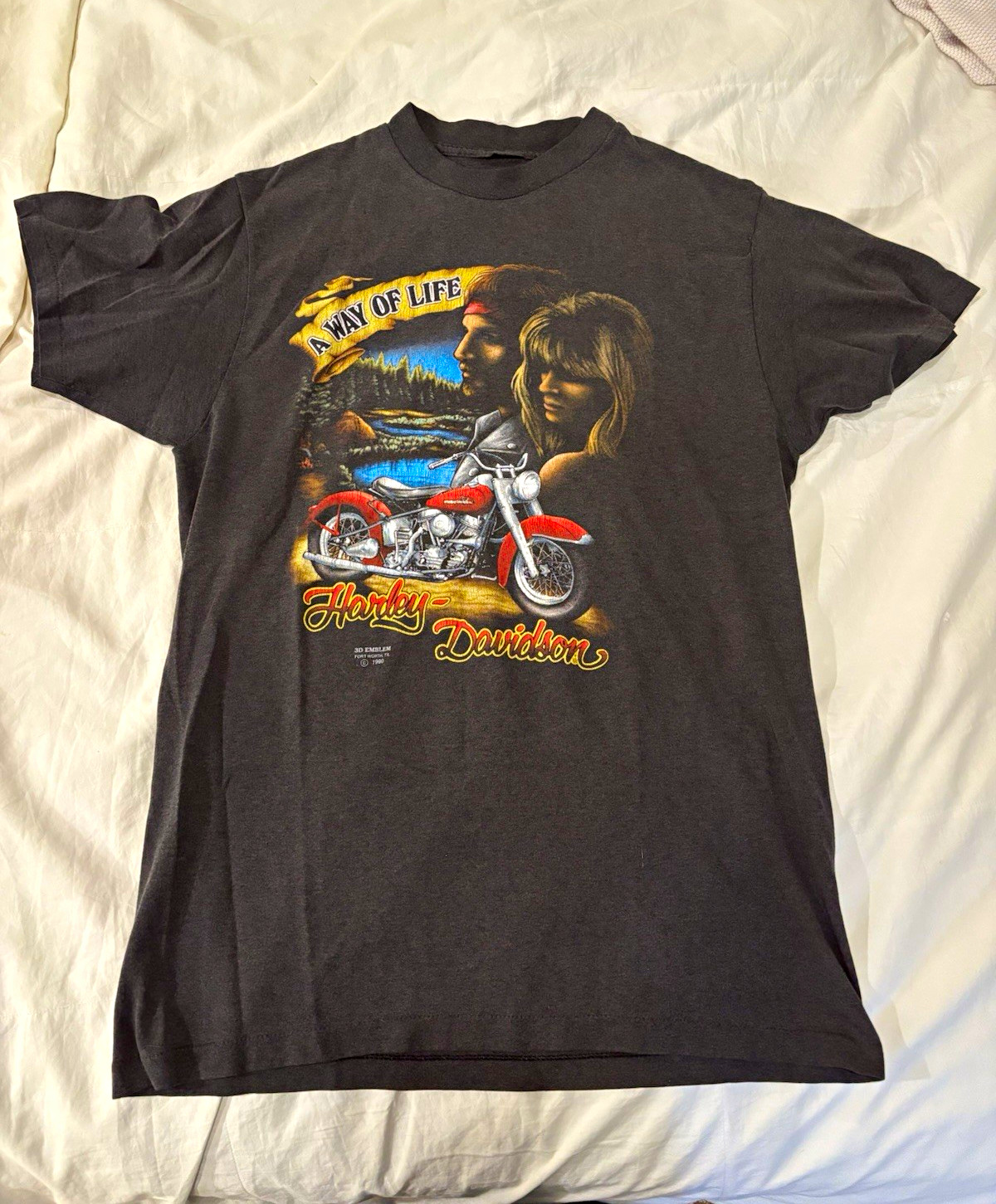Harley-Davidson Bike Week '92 Daytona Beach Black Graphic T-Shirt 3D Emblem