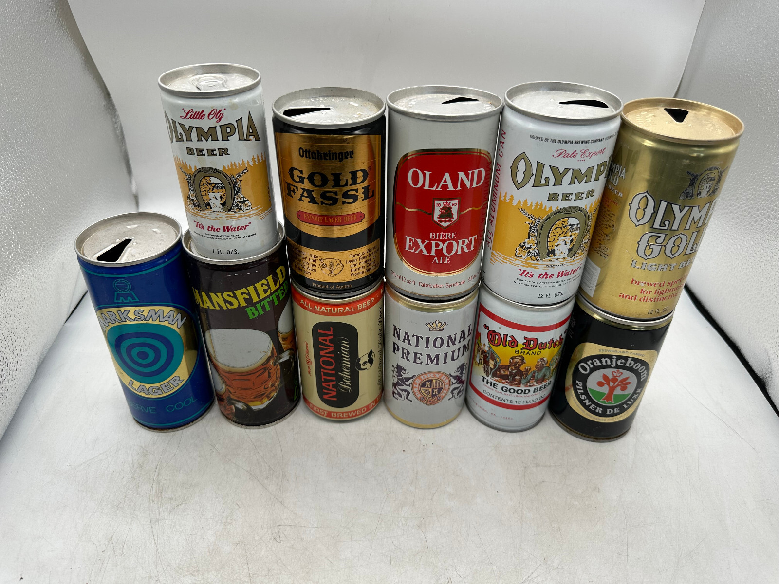 11 Beer Can ~ Marksman Lager Mansfield Bitter Oland Gold Fassil Olympia National