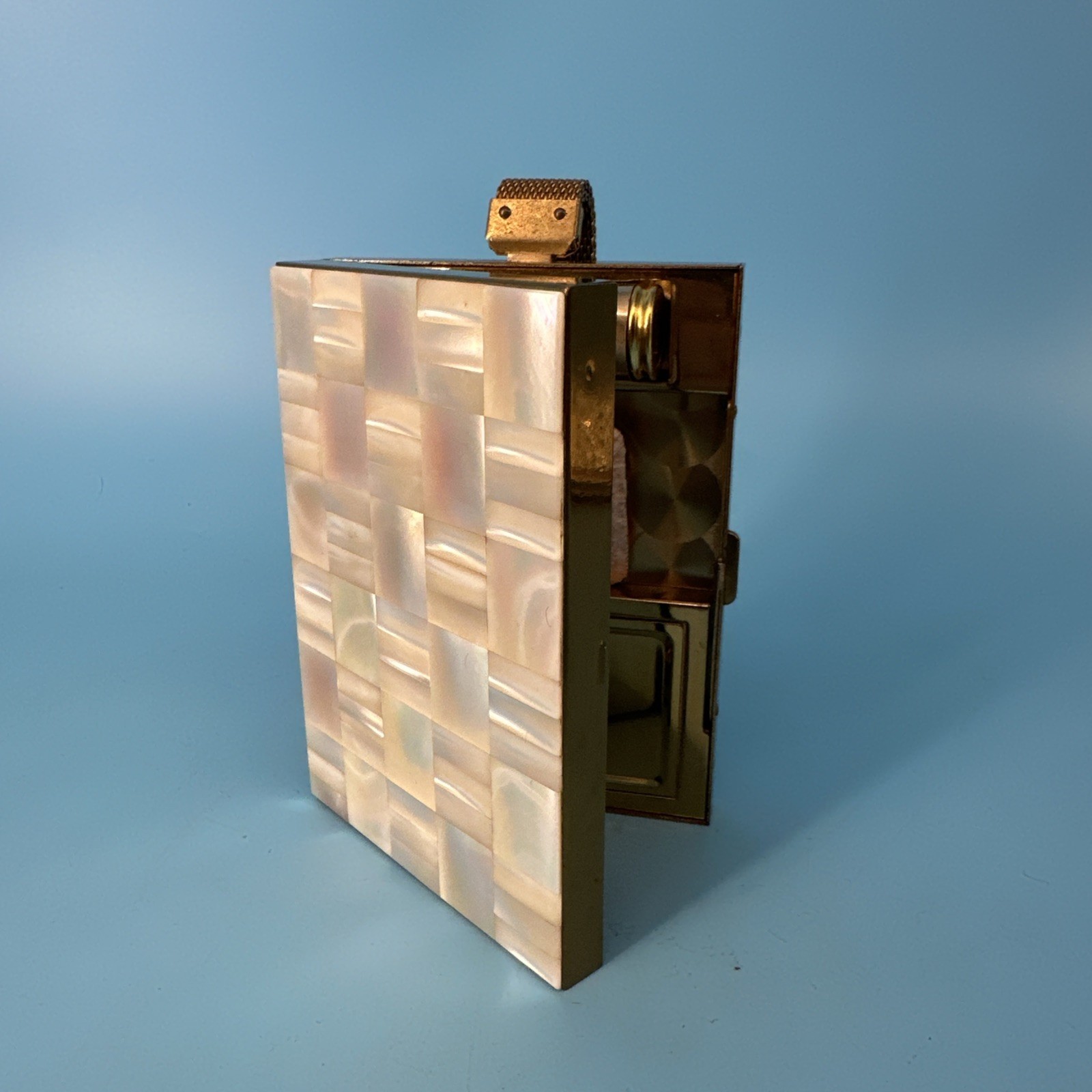 Vintage Mother Of Pearl Makeup Compact Wristlet Vanity CIgarette Case