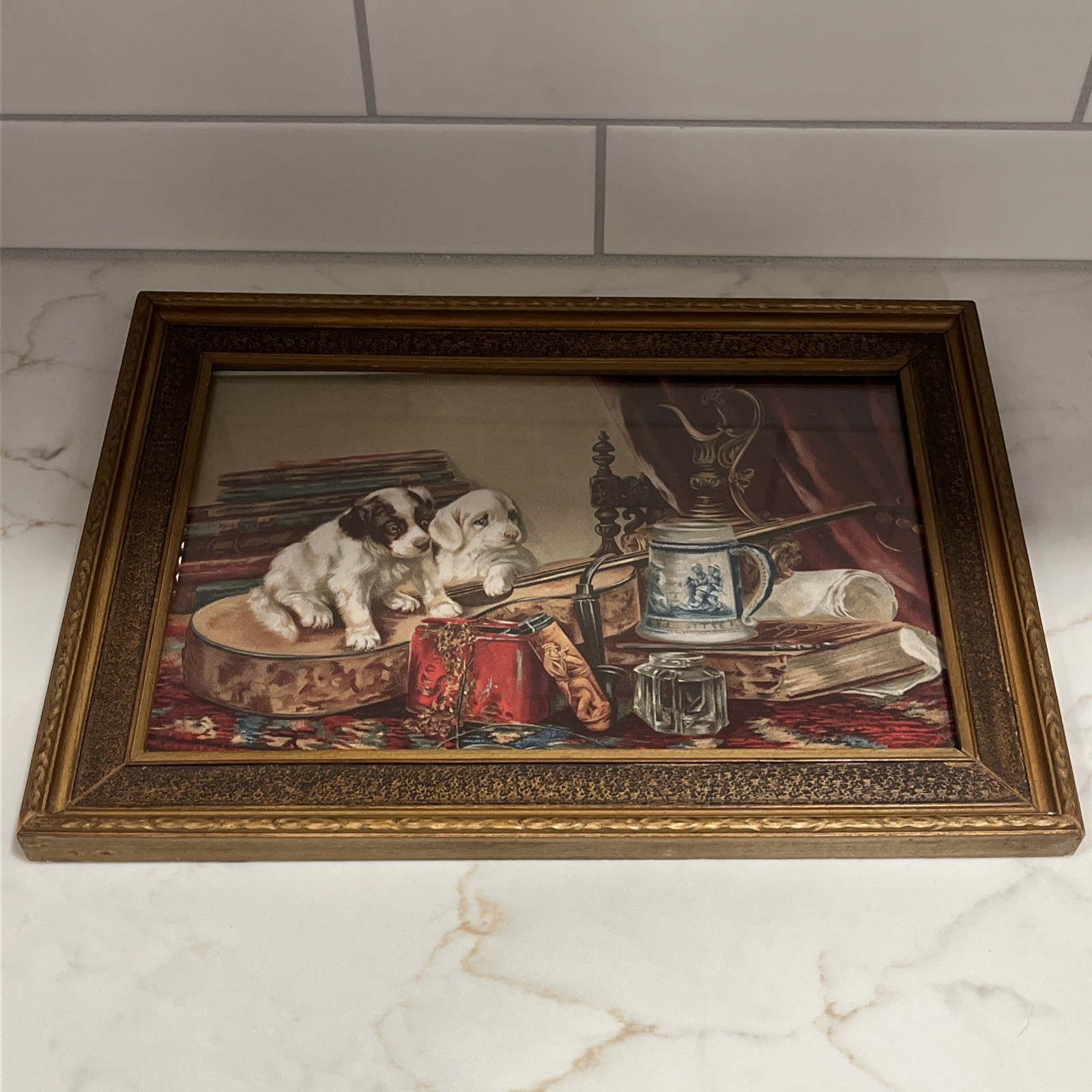 Antique Wood Frame w Vintage 