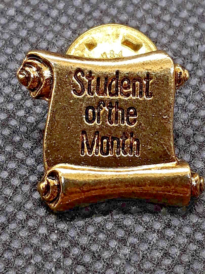Student of the Month Award Lapel Pin Scroll Goldtone Metal