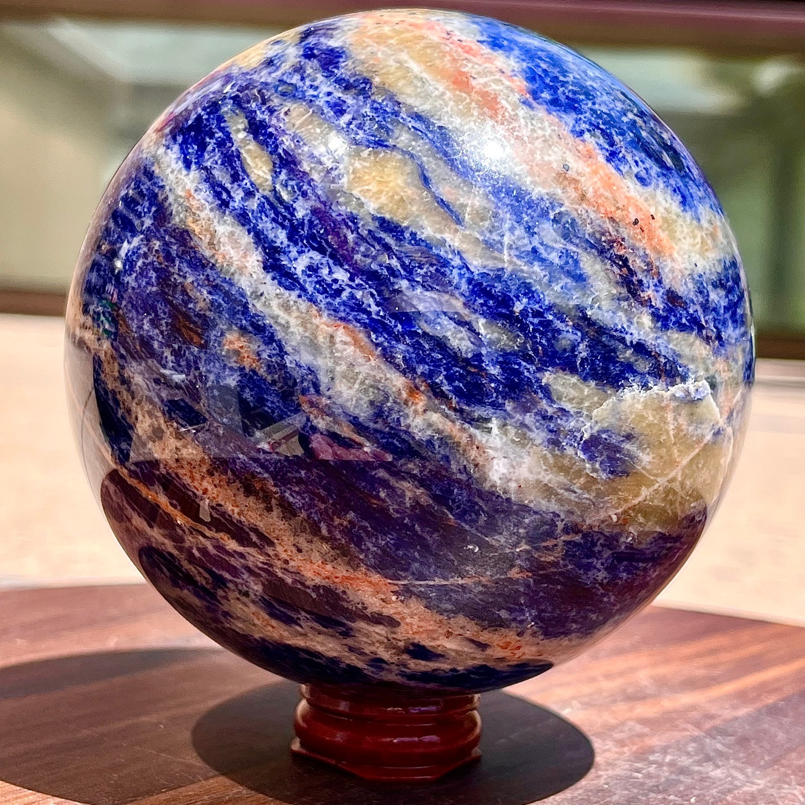 3.46LB A+Natural Blue Stone Quartz Crystal Spirit Balloon Therapy Meditation